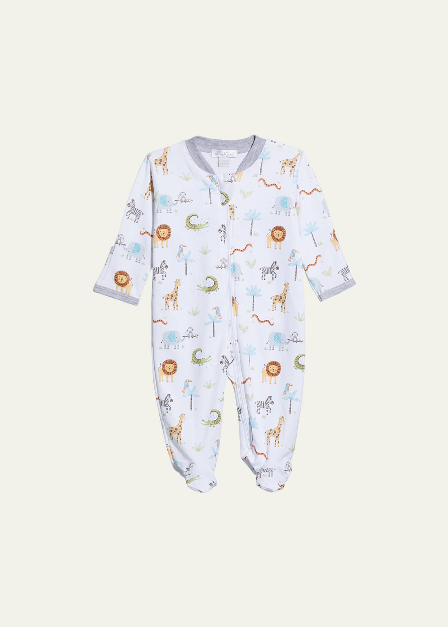 Kissy Kissy Kid's Joyful Jungle Zip Up Footie Pajamas, Size Newborn9M