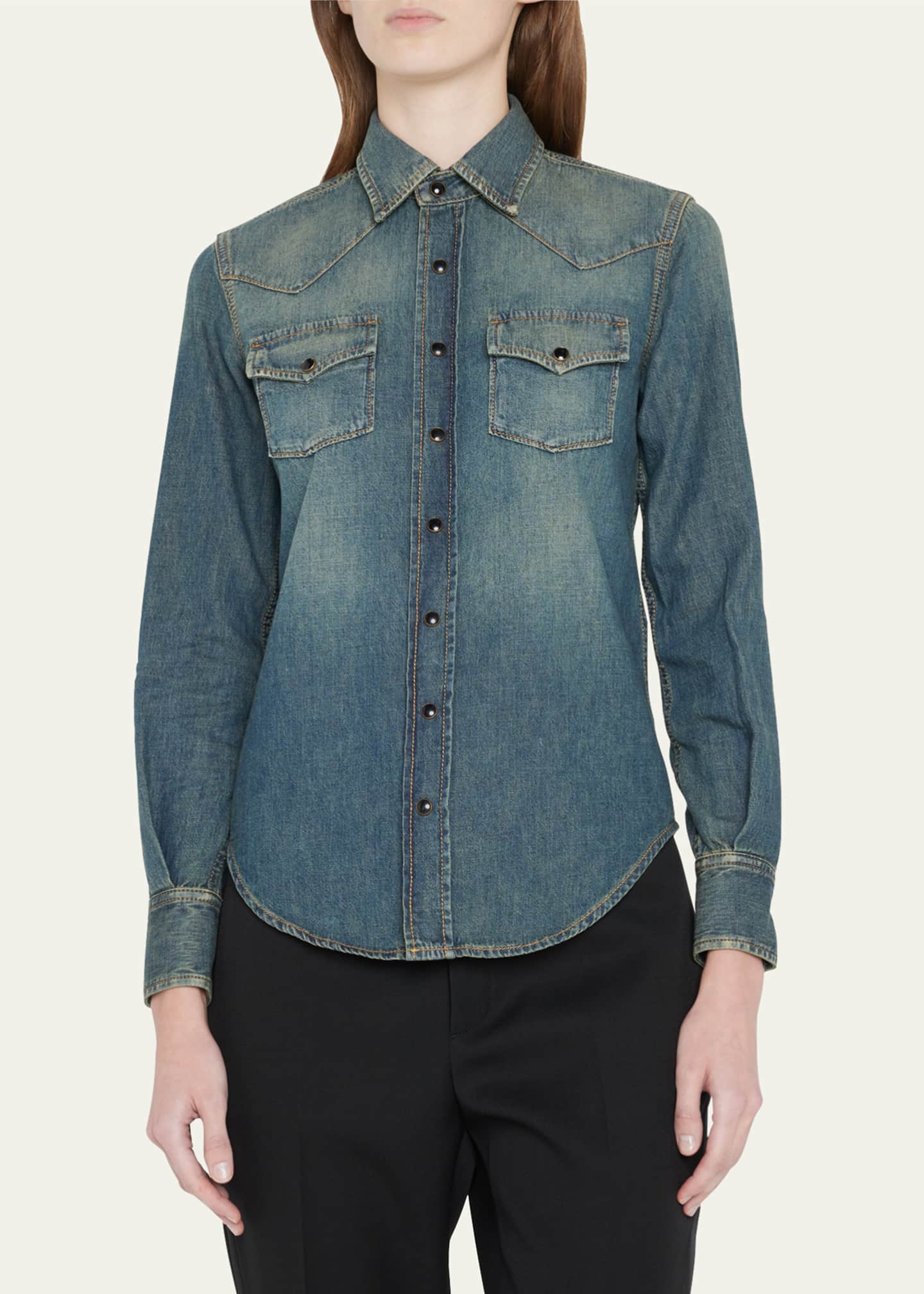 Saint Laurent Classic Western Denim Shirt Bergdorf Goodman