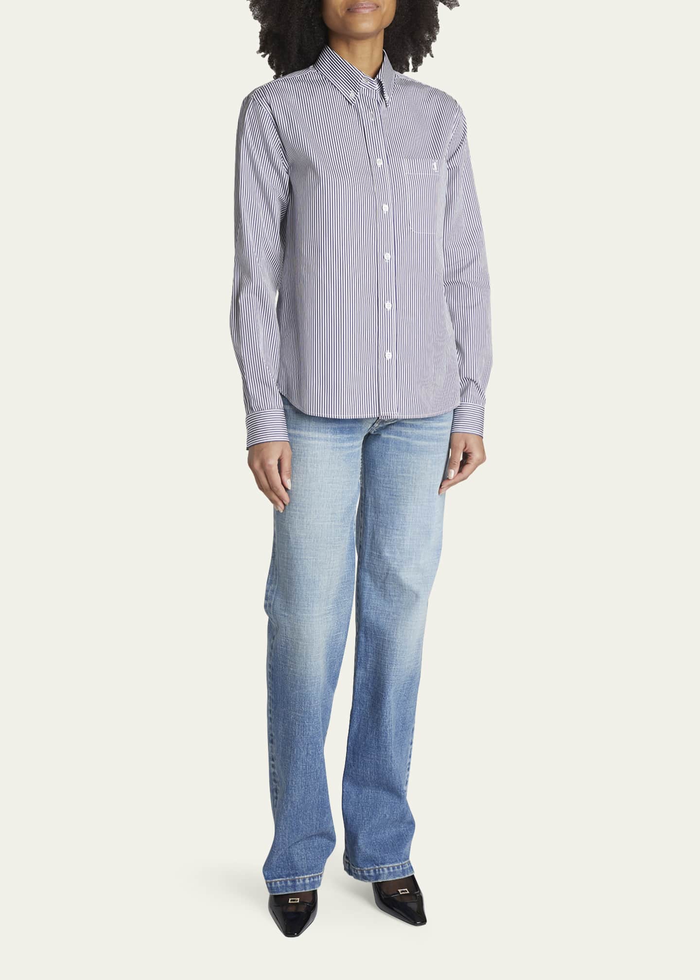 Saint Laurent Stripe Button-Down Shirt - Bergdorf Goodman