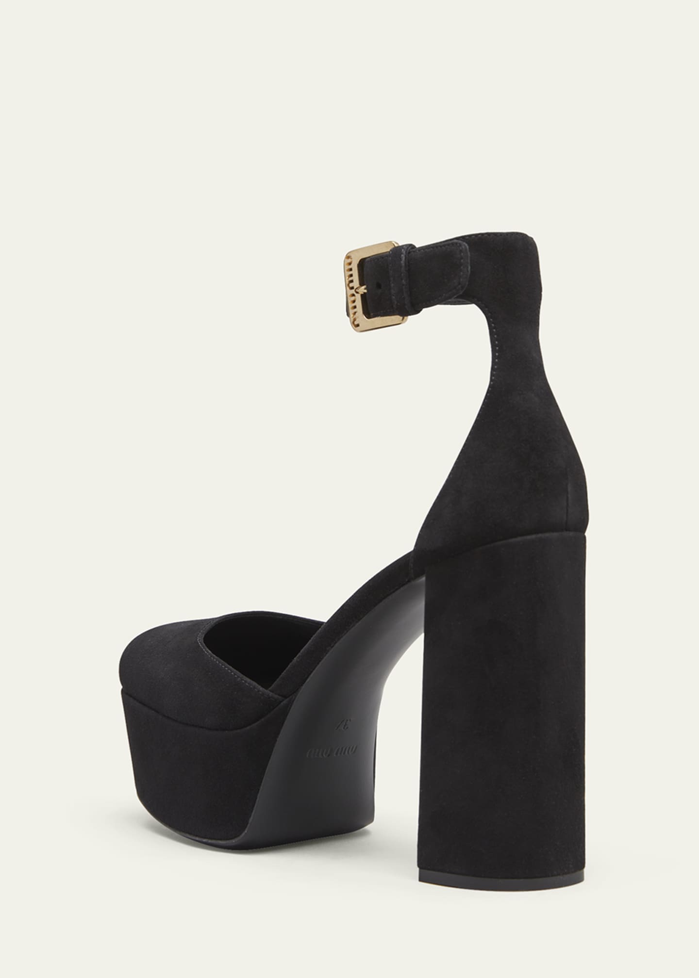 Miu Miu Suede Ankle Strap Platform Pumps
