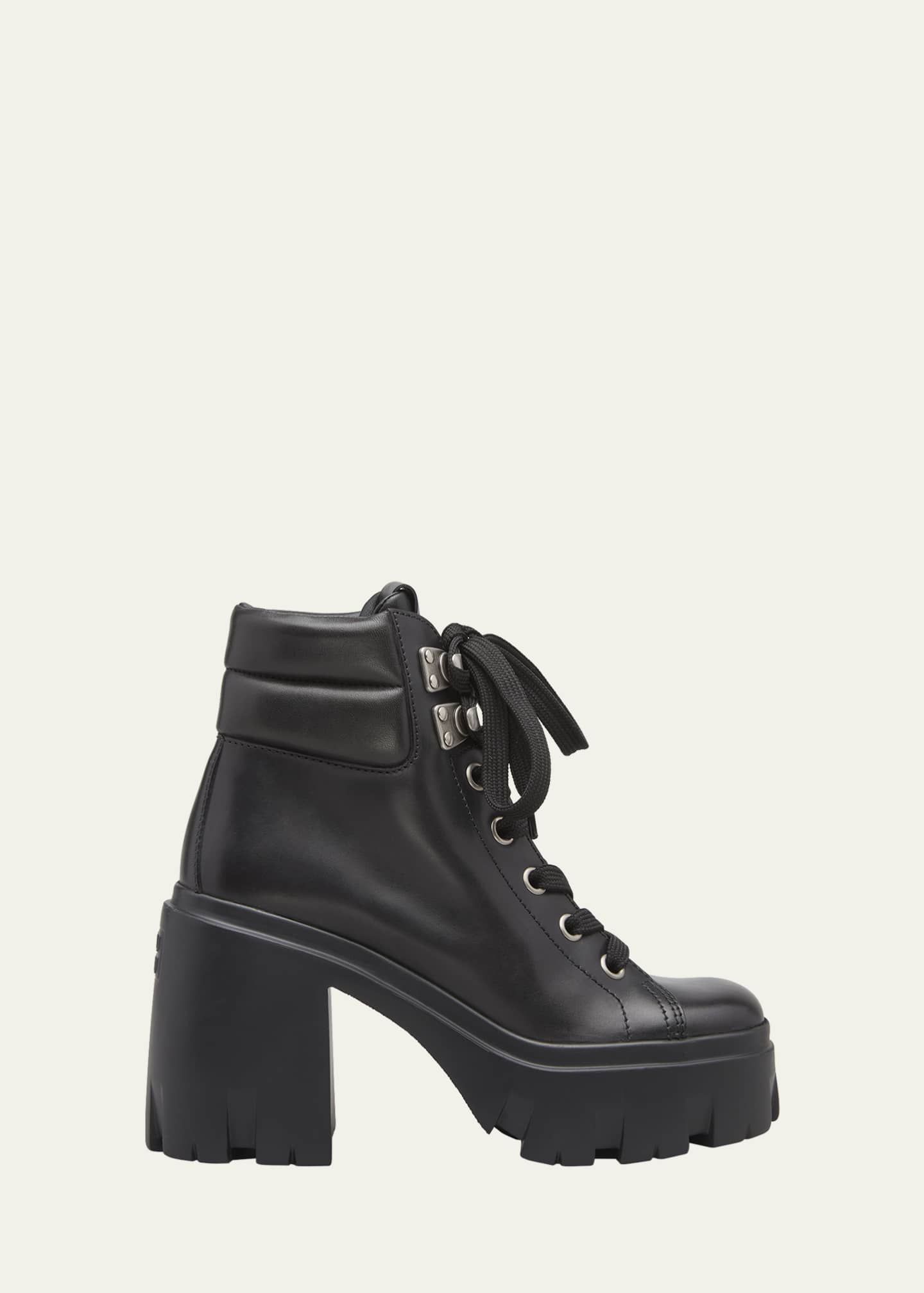 Miu Miu Leather Lace-Up Ankle Booties - Bergdorf Goodman