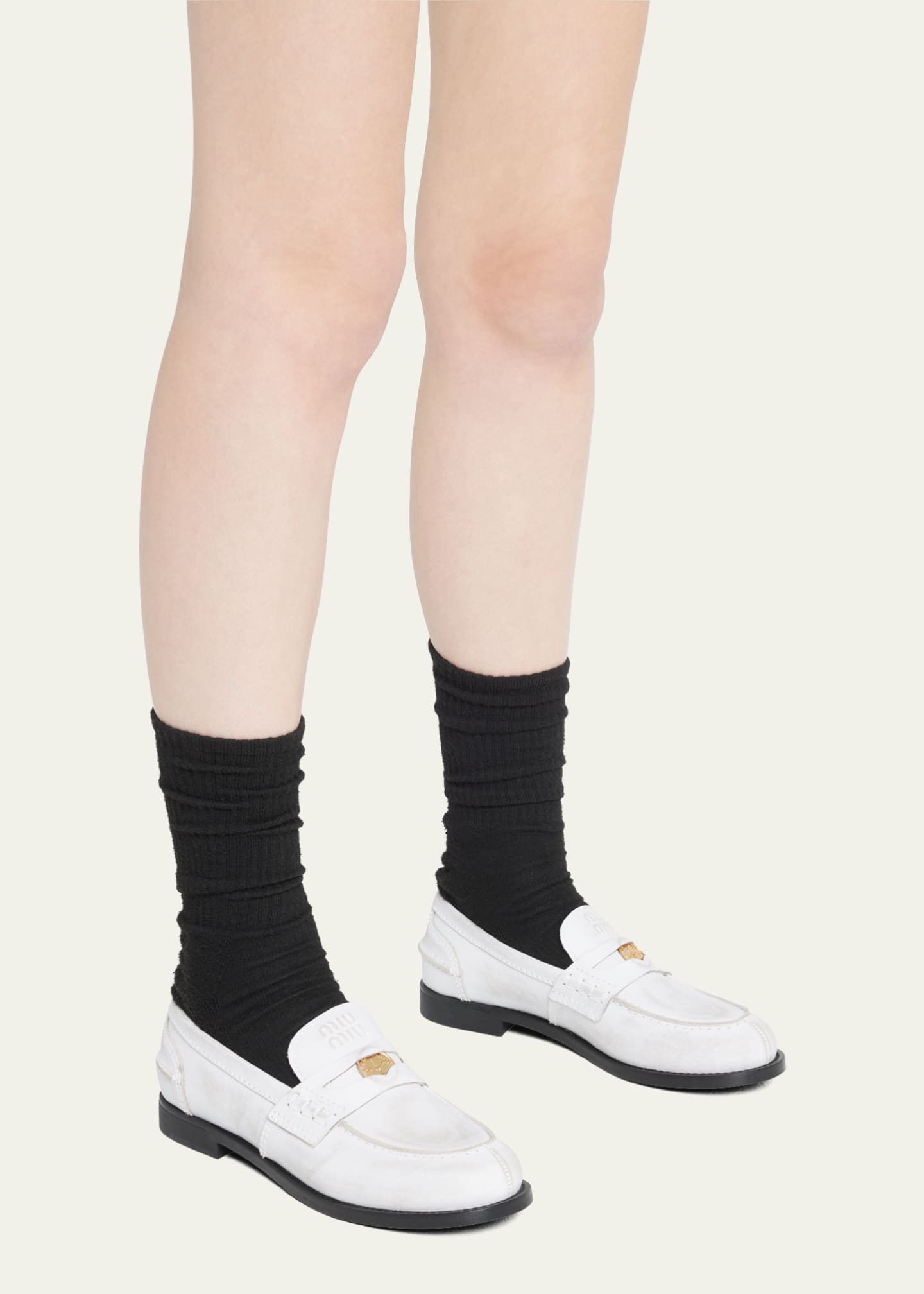 Miu Miu Leather Coin Penny Loafers Image 2 of 5