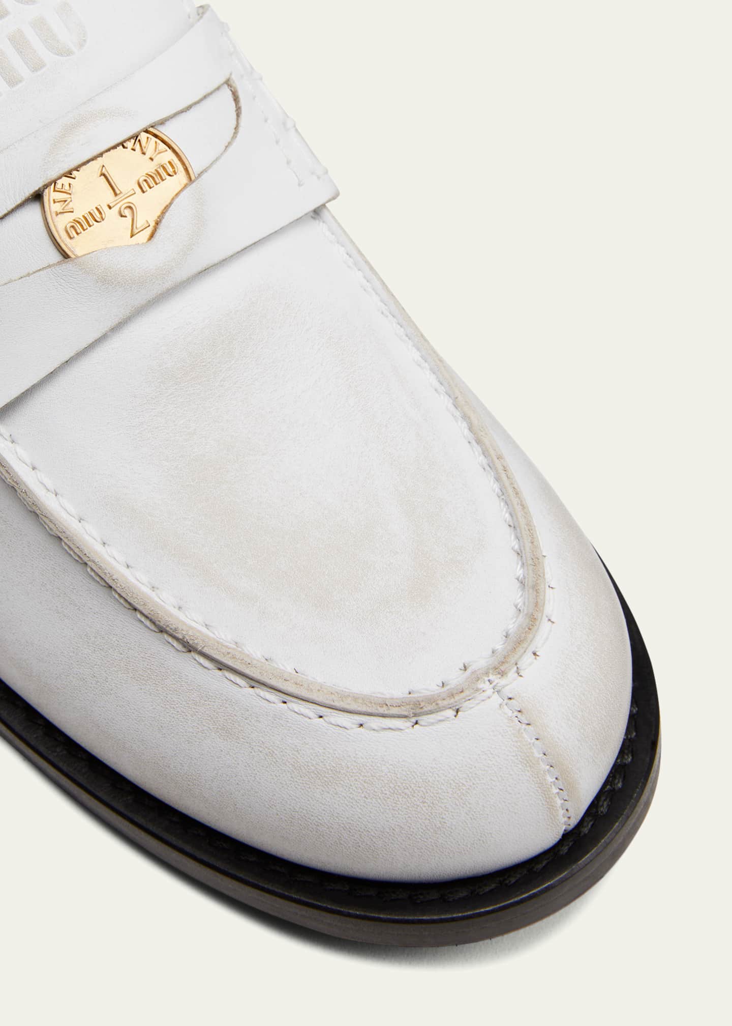 Miu Miu Leather Coin Penny Loafers Image 5 of 5