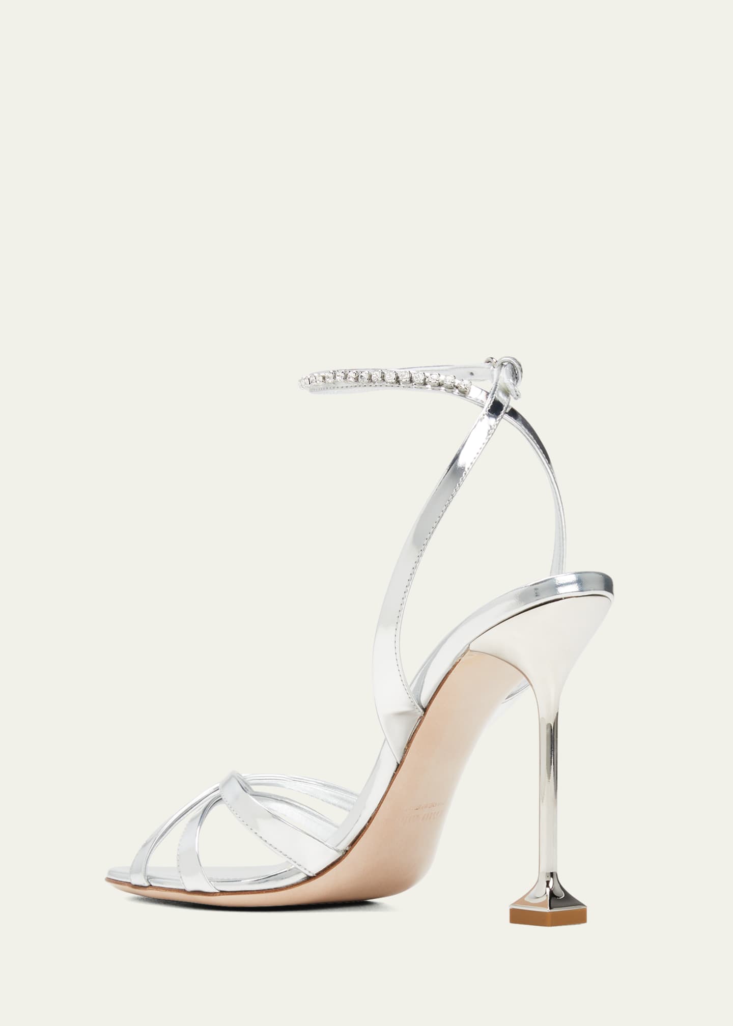 Miu Miu Metallic Caged Ankle Strap Sandals