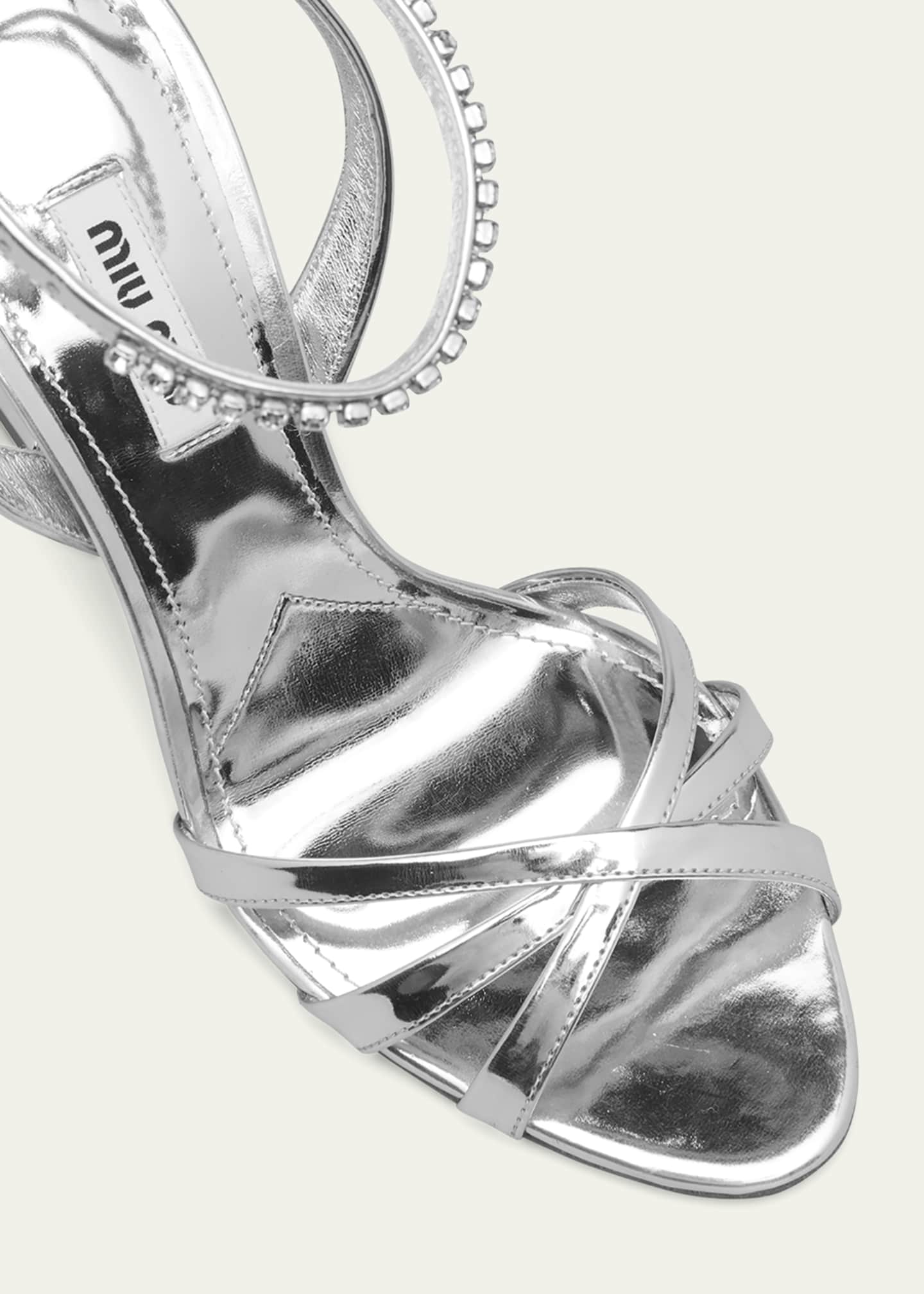 Miu Miu Metallic Caged Ankle-Strap Sandals - Bergdorf Goodman