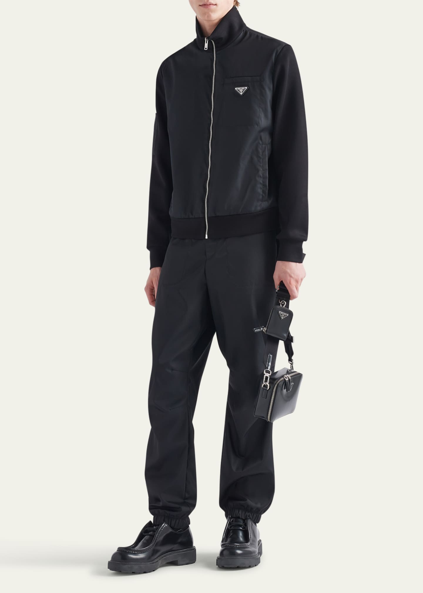 Prada Men's Stand-Collar Re-Nylon Fleece Jacket Image 2 of 5