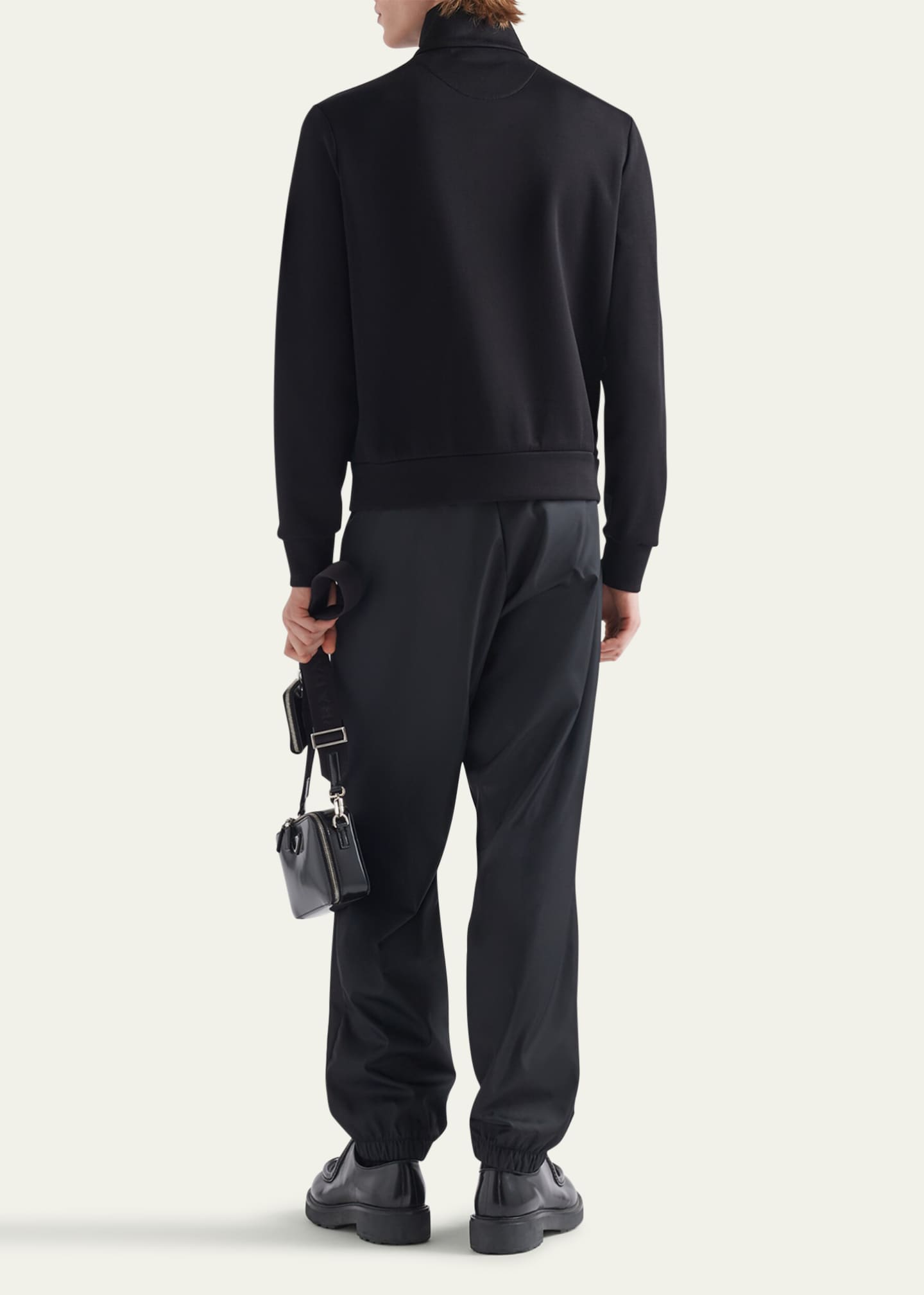 Prada Men's Stand-Collar Re-Nylon Fleece Jacket Image 3 of 5