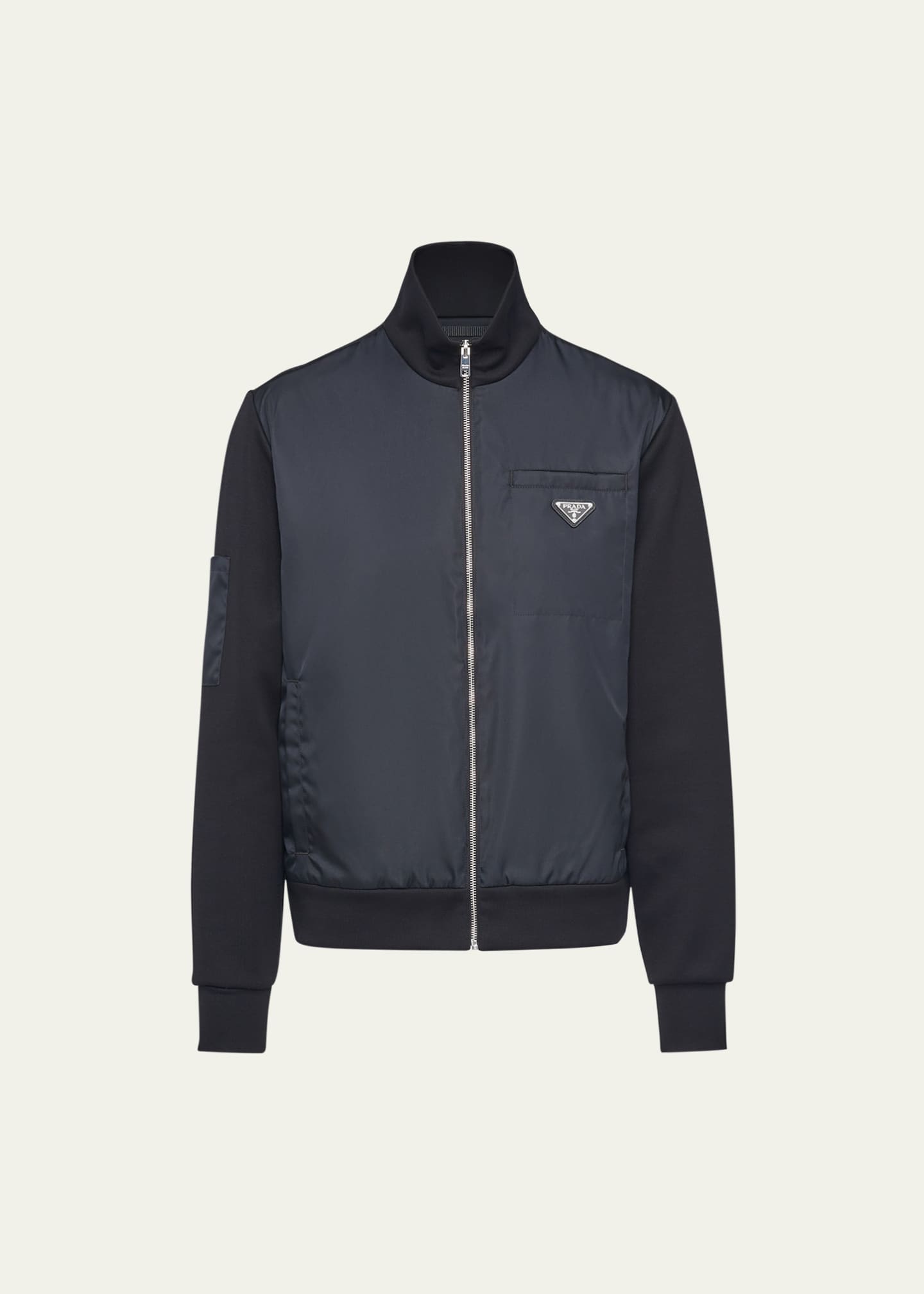 Prada Men's Stand-Collar Re-Nylon Fleece Jacket Image 1 of 5