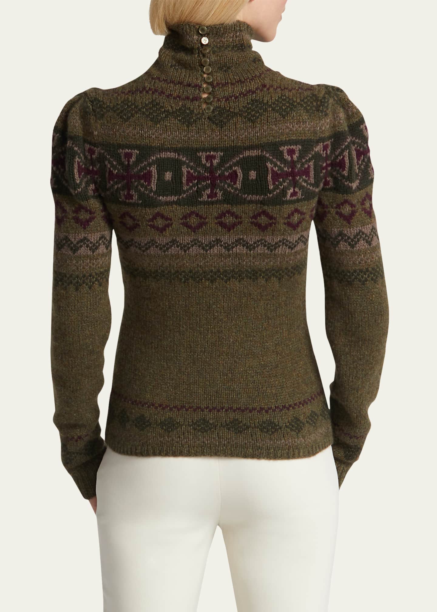 Ralph Lauren Collection Intarsia Mock-Neck Slim Wool Sweater - Bergdorf