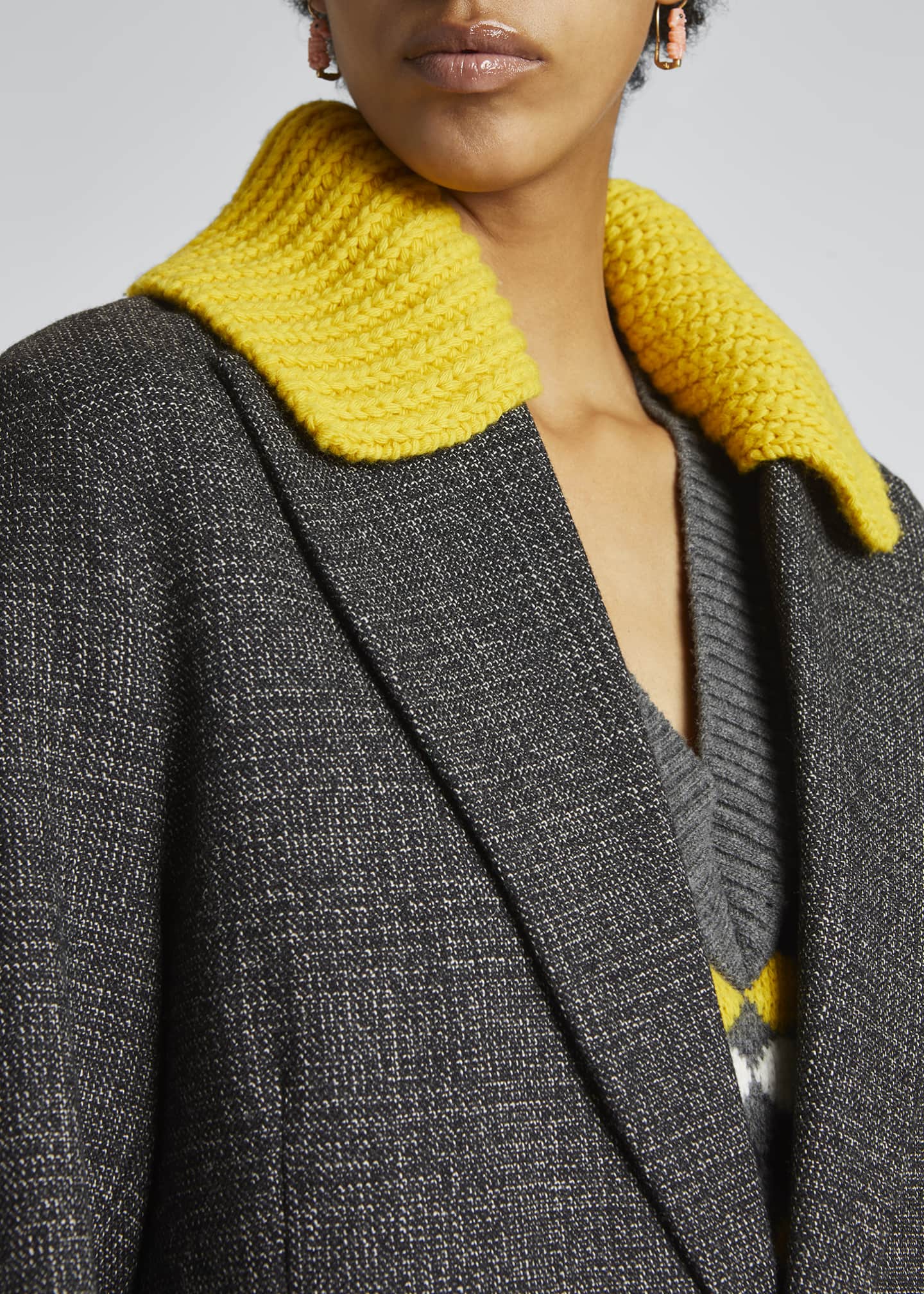 Plan C Detachable KnitCollar Long Coat Bergdorf Goodman