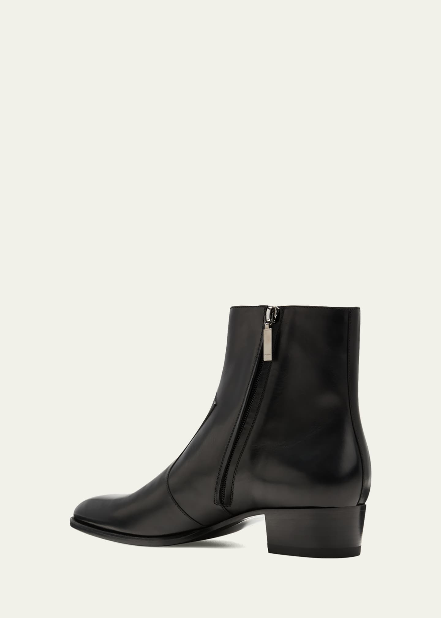 Saint Laurent Men's Wyatt 40 Leather Zip Ankle Boots