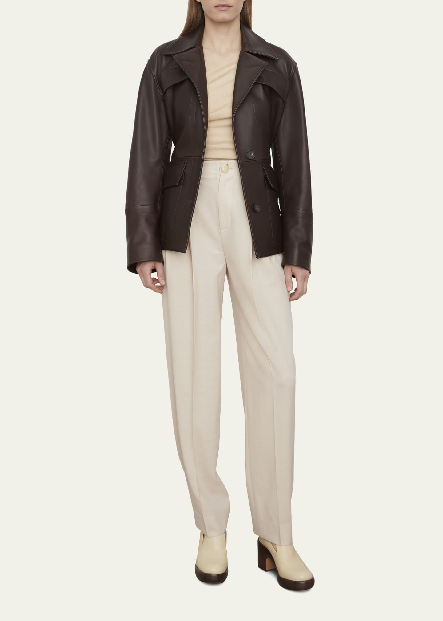 Vince Belted Leather Safari Jacket - Bergdorf Goodman