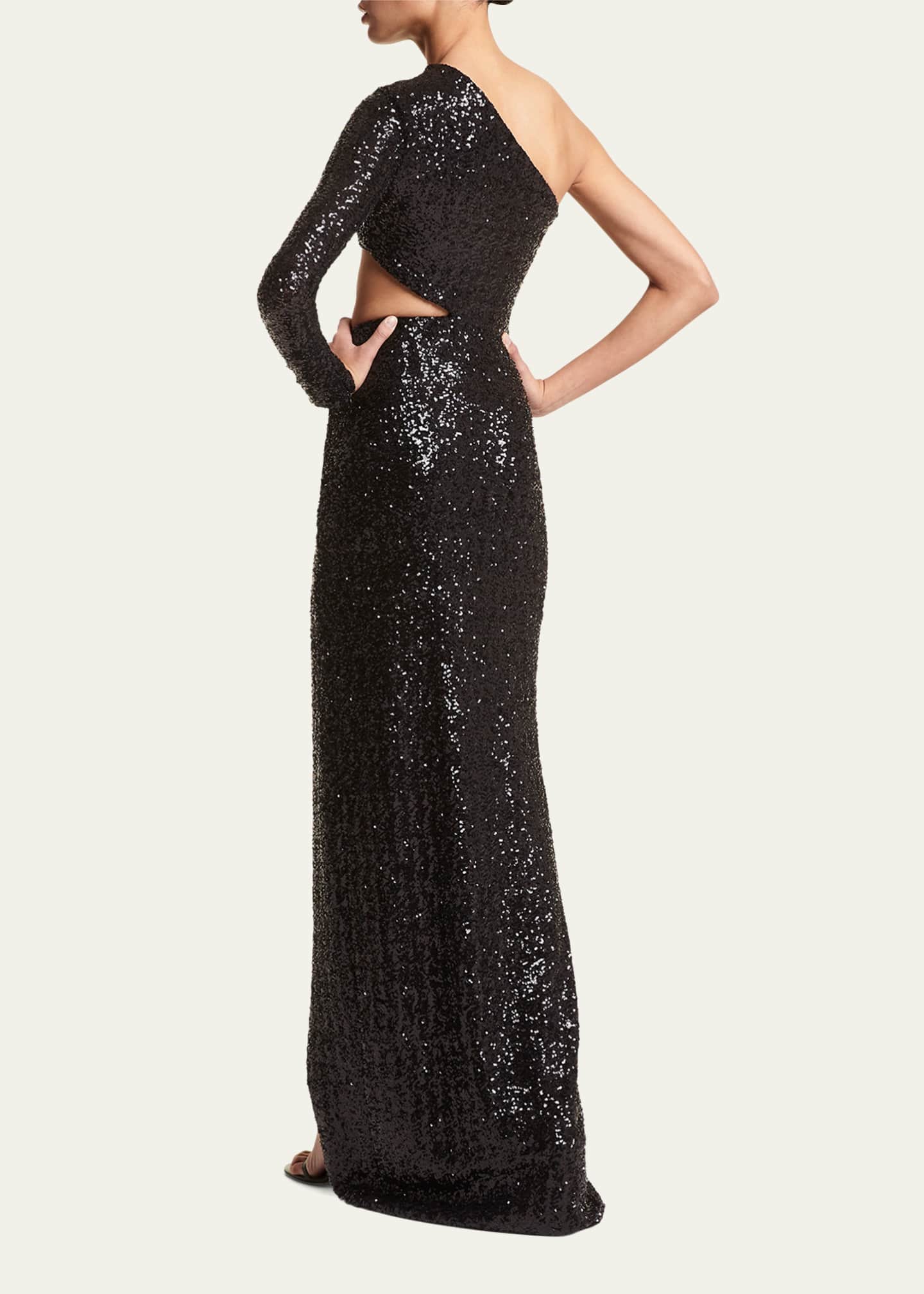 Michael Kors Collection Sequin-Embroidered Cutout One-Shoulder Gown ...
