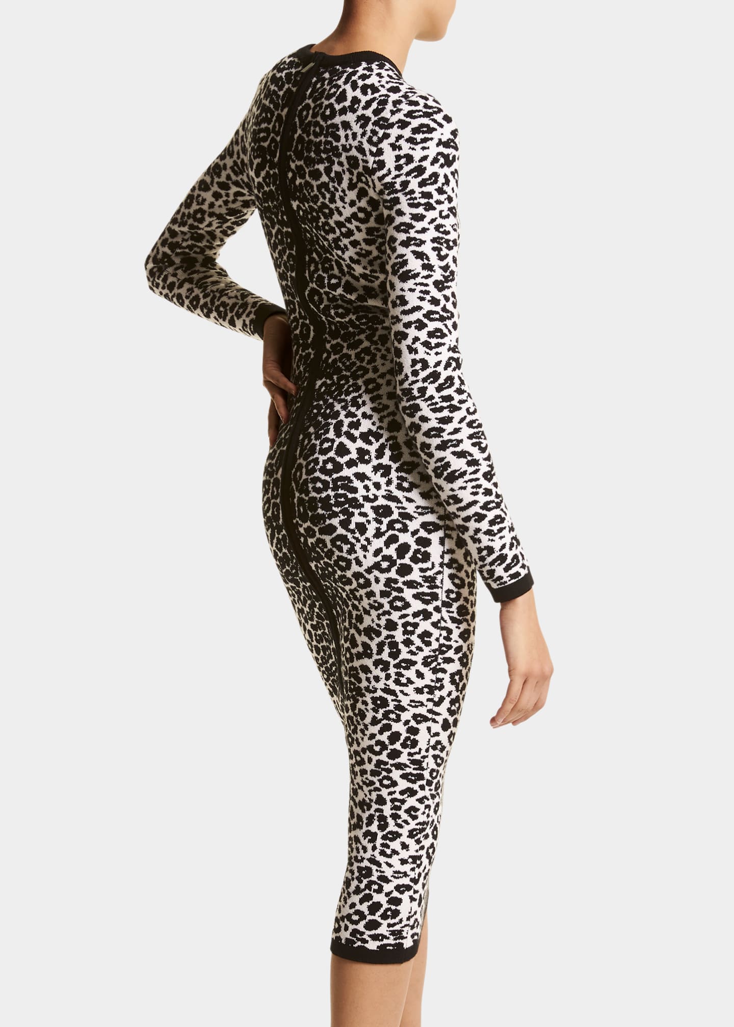Michael Kors Collection Leopard Jacquard BodyCon Cashmere Midi Dress