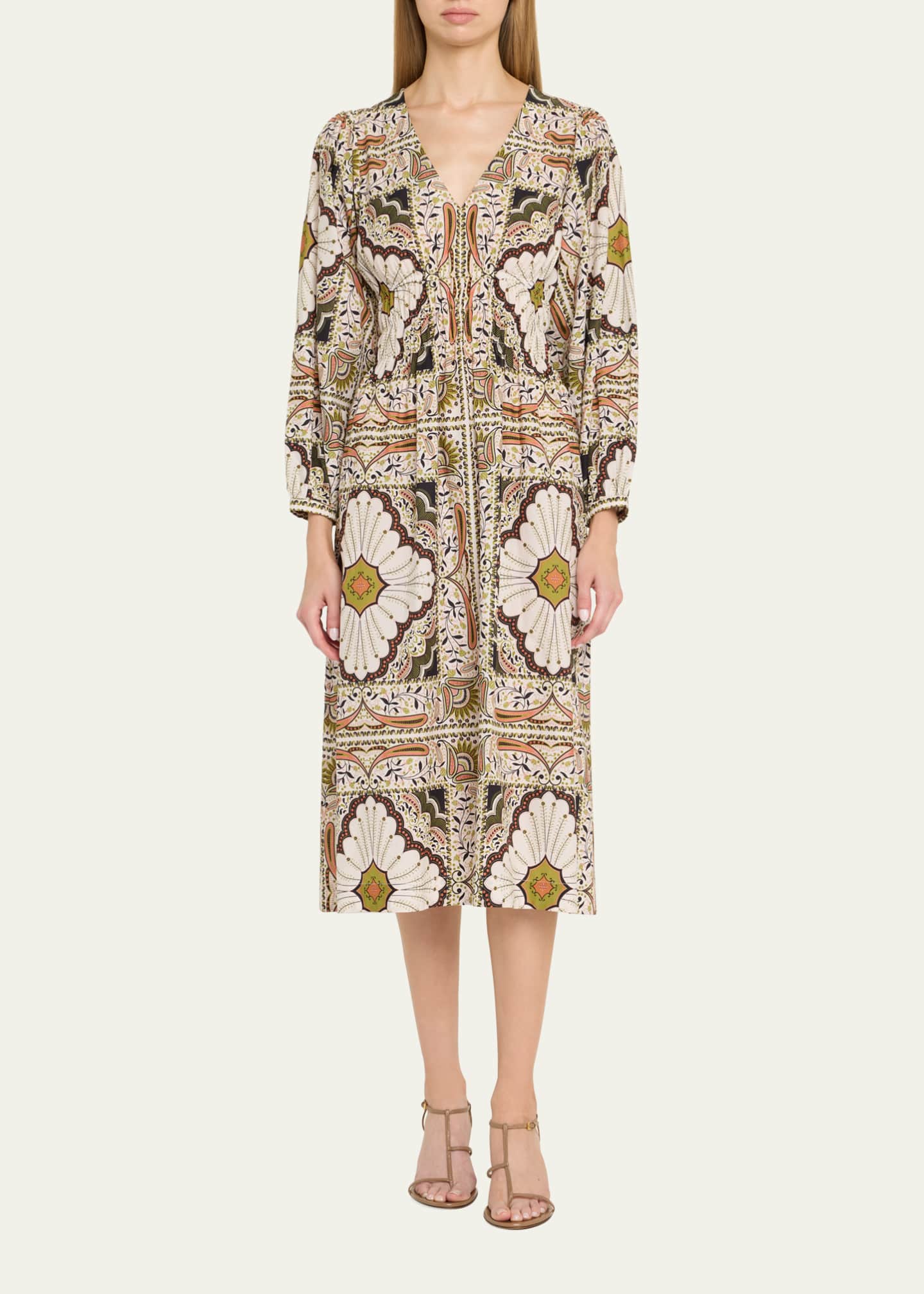 Cara Cara Ginger Puff-Sleeve Midi Poplin Dress Image 2 of 5