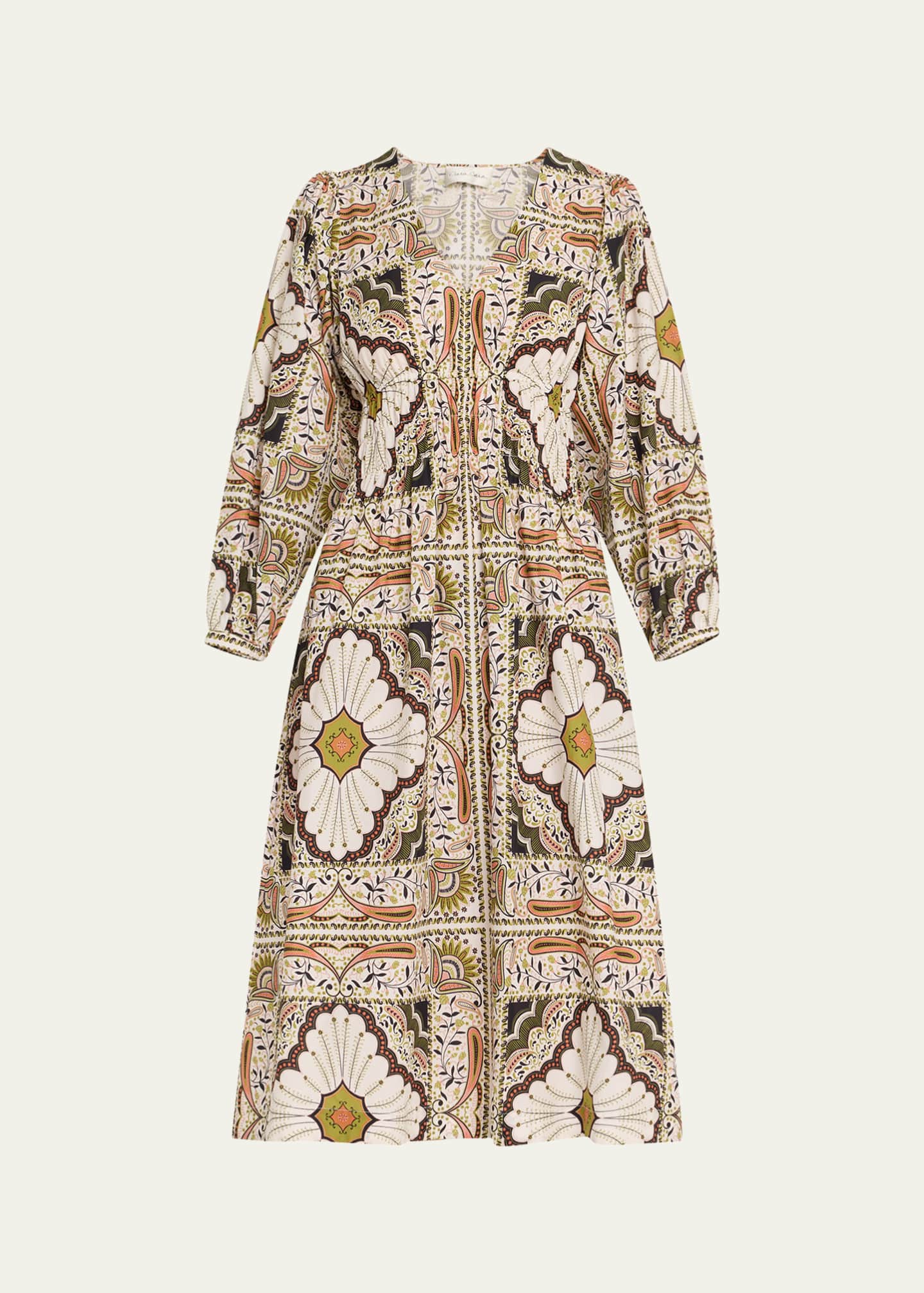 Cara Cara Ginger Puff-Sleeve Midi Poplin Dress Image 1 of 5