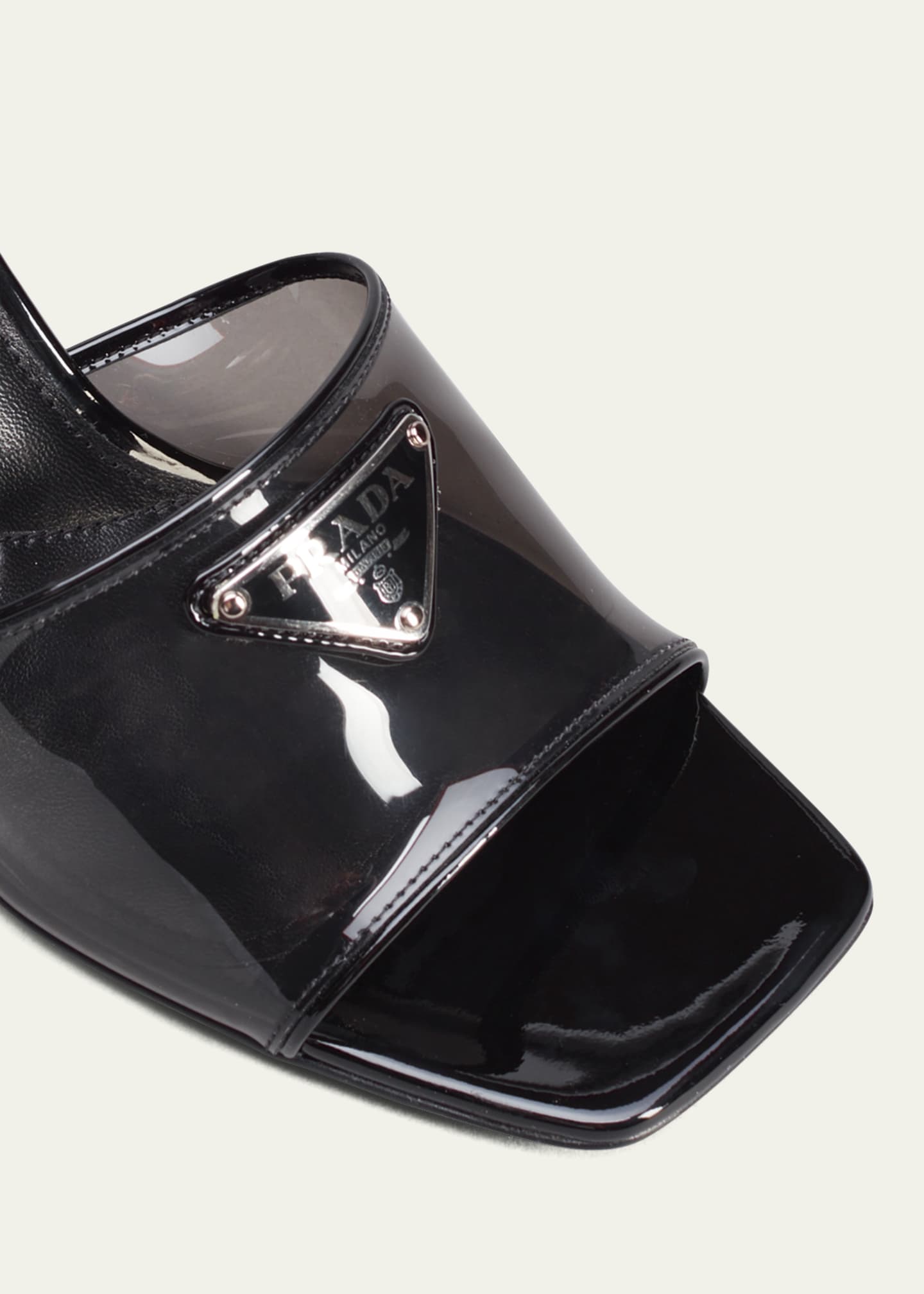 Prada Plexi Patent Kitten-Heel Mule Sandals - Bergdorf Goodman