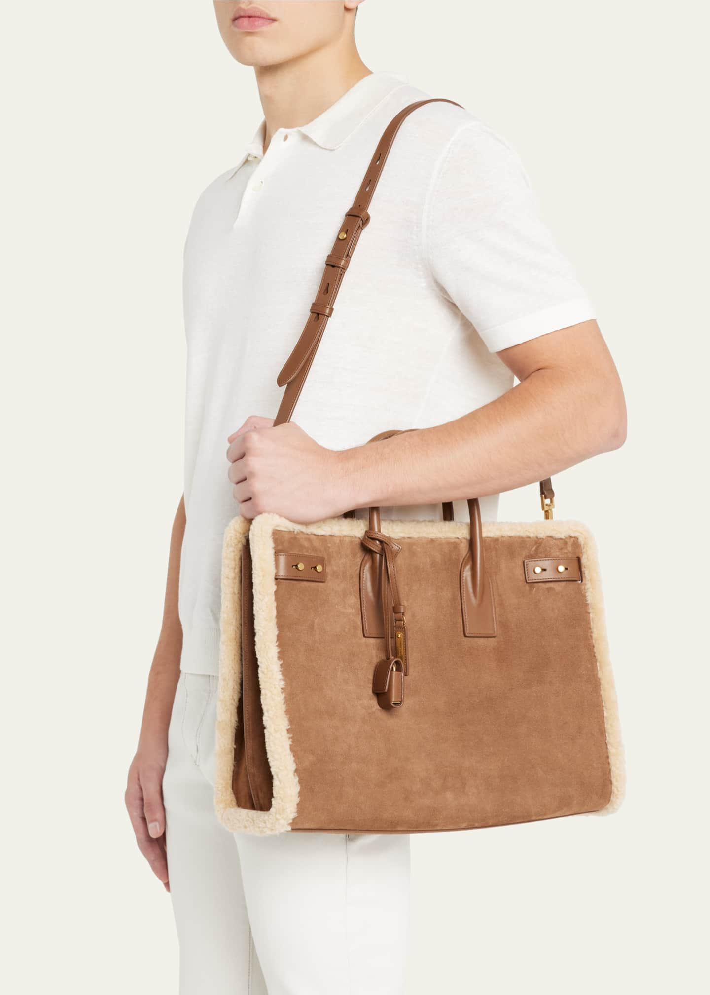 Men's Sac de Jour Large Canvas and Leather Tote Bag