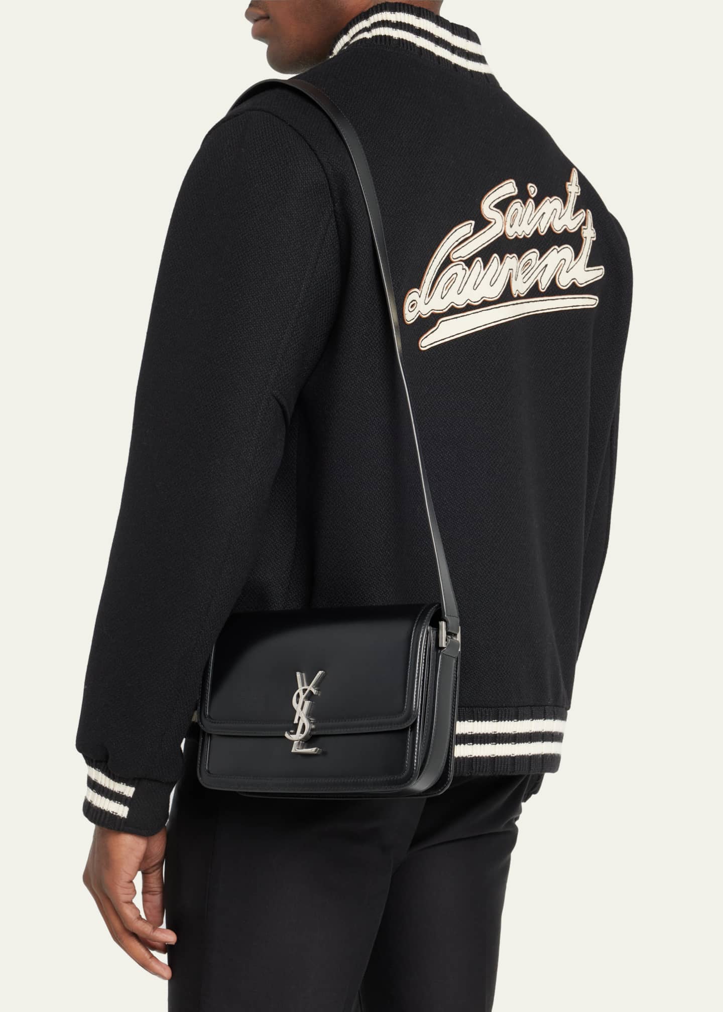 Saint Laurent Men's Solferino Leather Monogram Crossbody Bag, M ...
