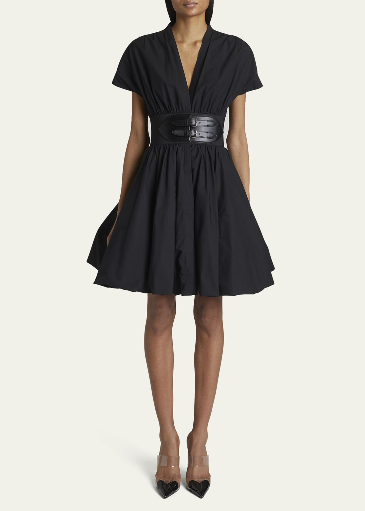 ALAIA Belted Bubble Hem Mini Dress Bergdorf Goodman