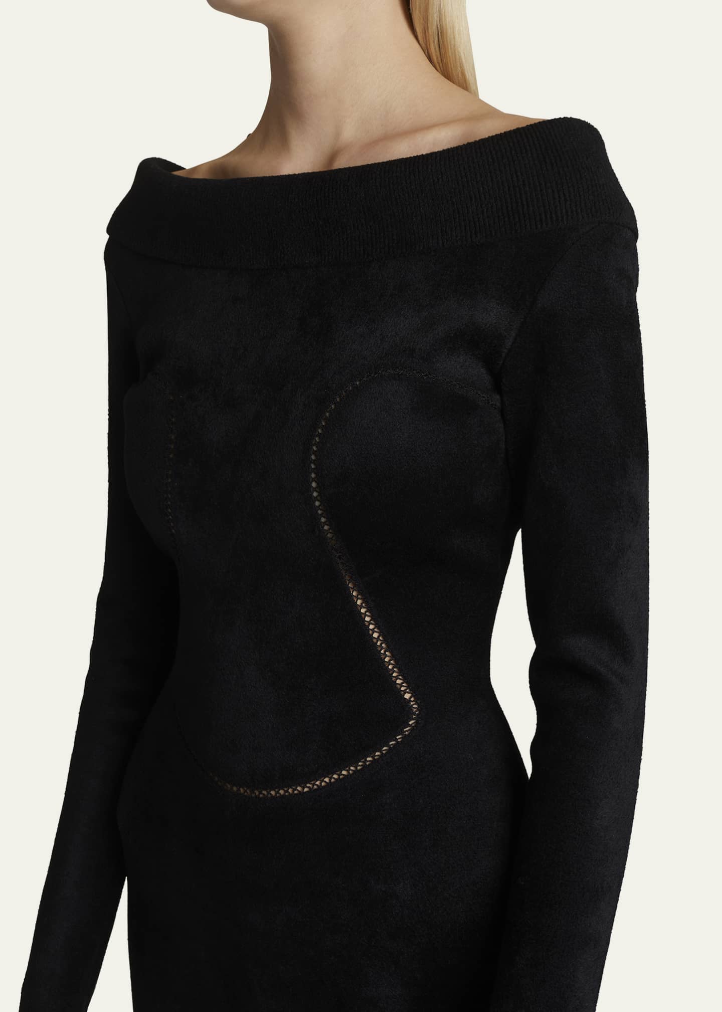 Alaia Velvet Off The Shoulder Midi Bodycon Dress Bergdorf Goodman 