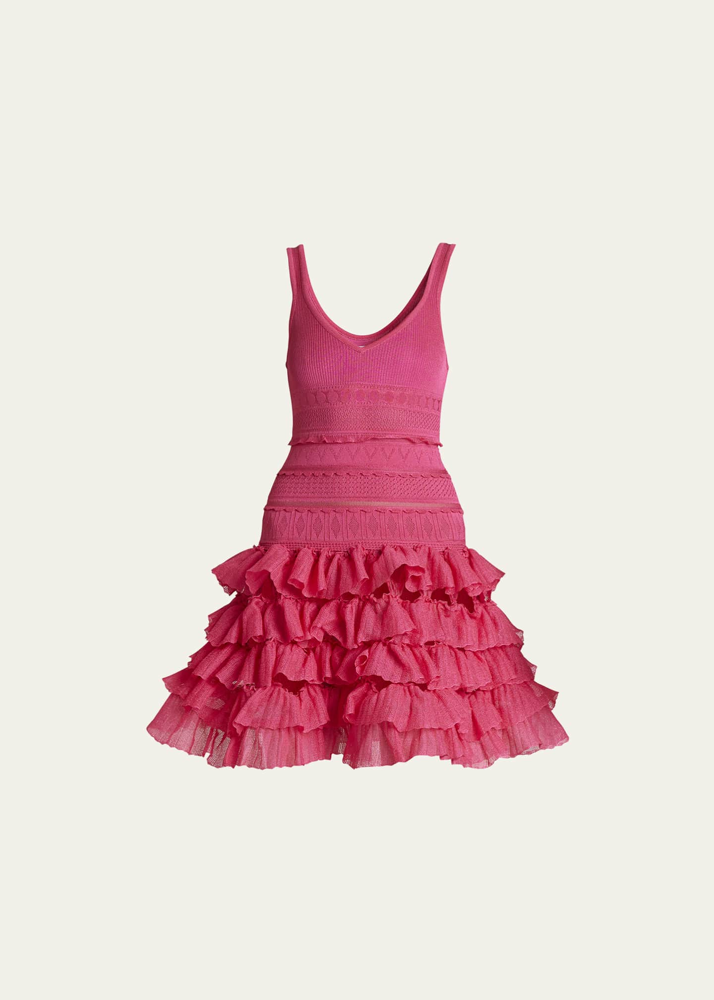 ALAIA Textured Knit Ruffle Mini Dress - Bergdorf Goodman