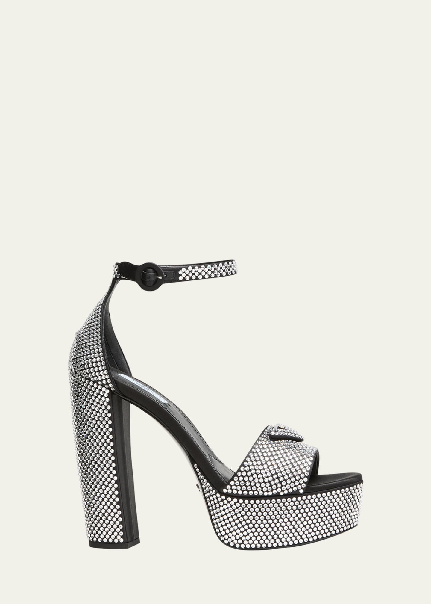 Prada Cream Platform Sandals with Chic Ankle Strap