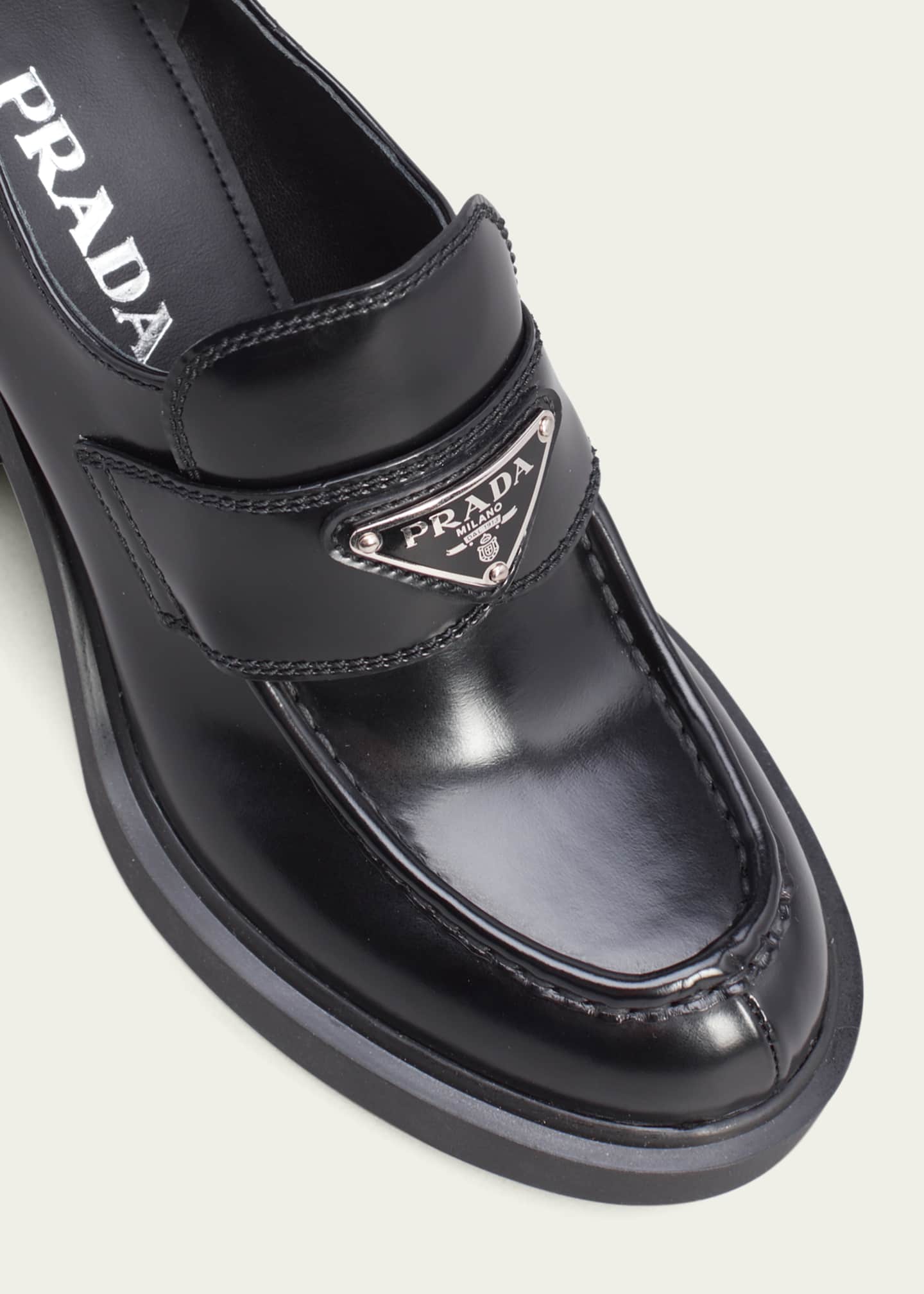 Prada Chocolate Flow Heeled Loafers Bergdorf Goodman