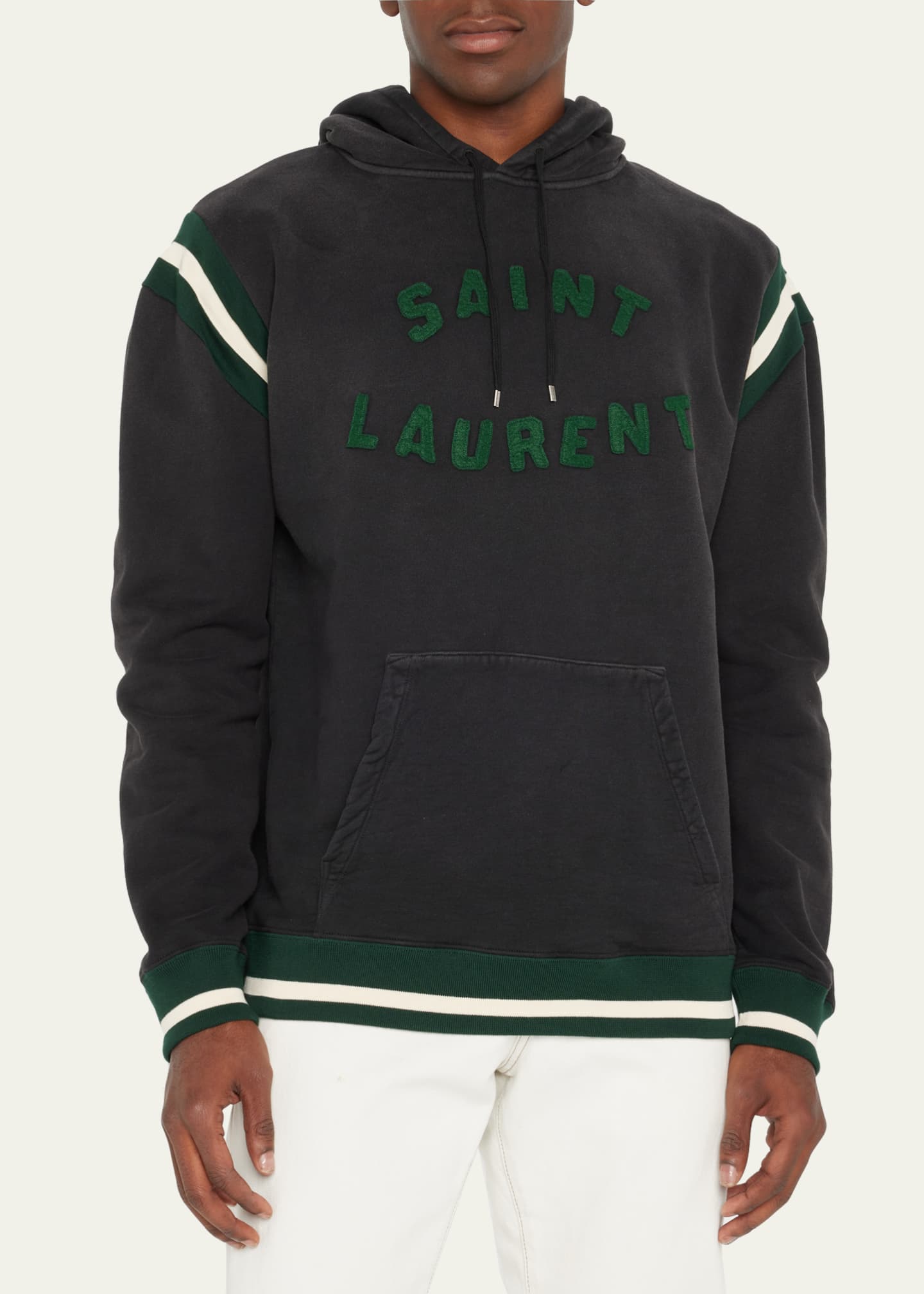 Saint Laurent Men s Varsity Pullover Hoodie Bergdorf Goodman