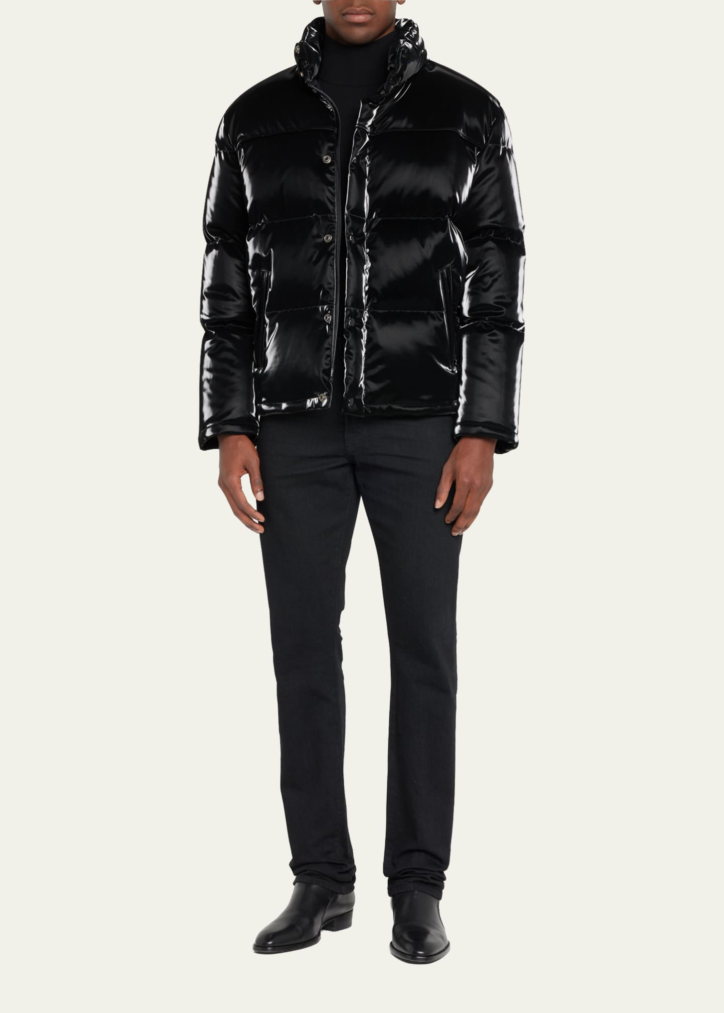Vinyl jacket puffer top