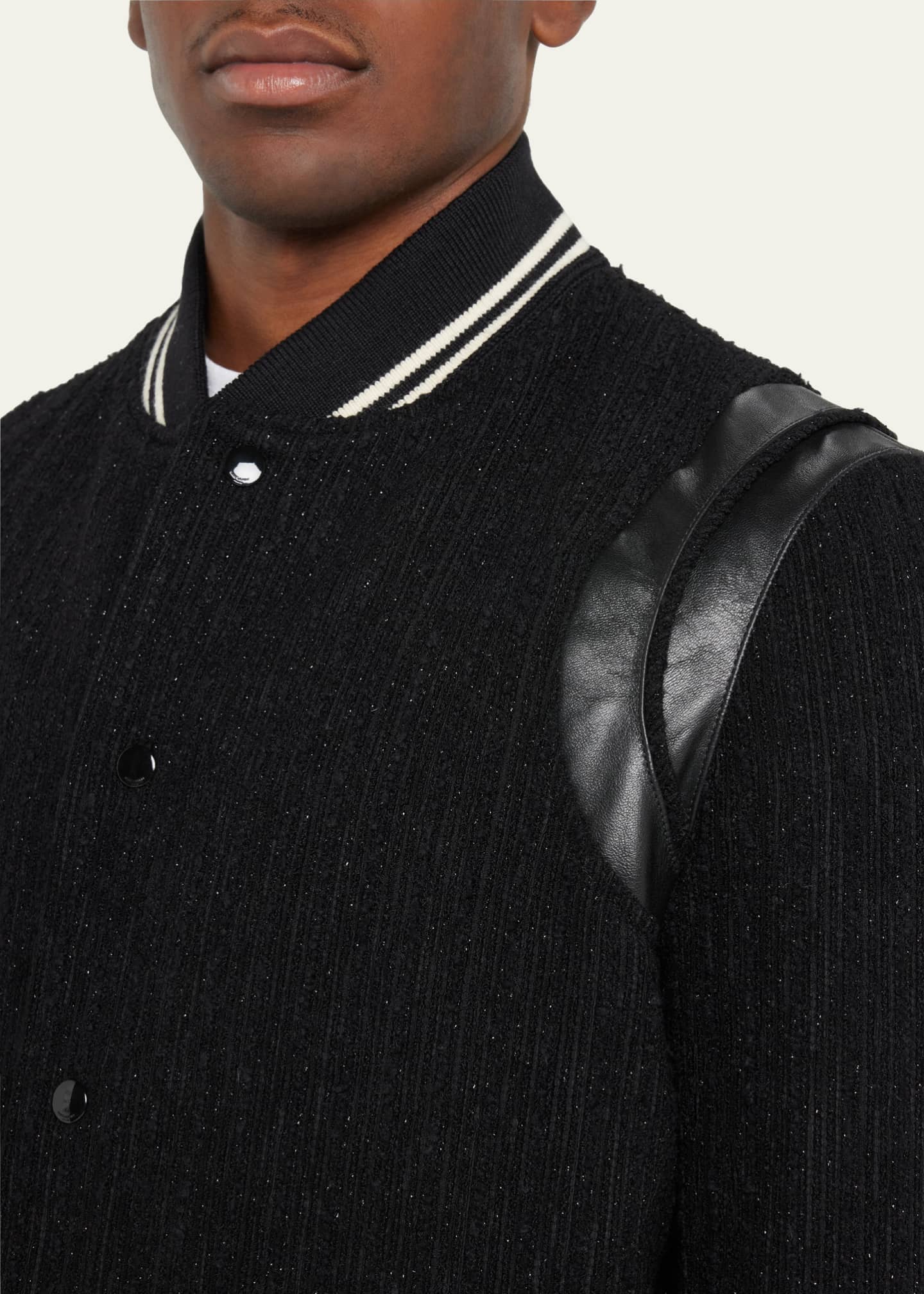 Saint Laurent - Men's Teddy Bomber Casual Jacket - White - Wool