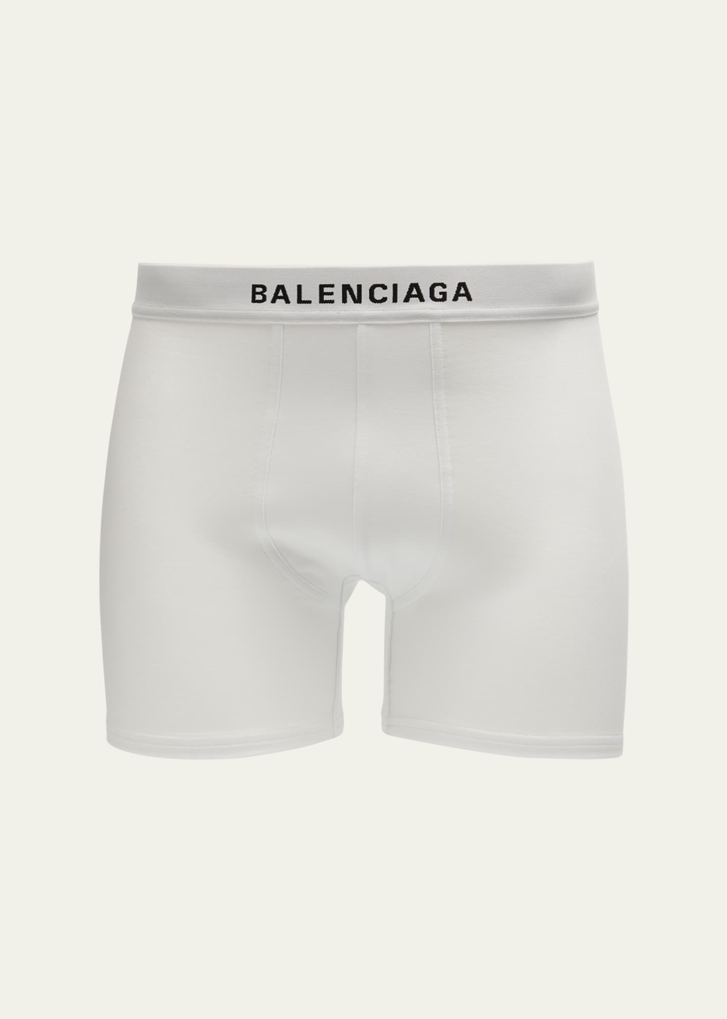 Balenciaga Men's Cotton-Stretch Logo Boxer Briefs