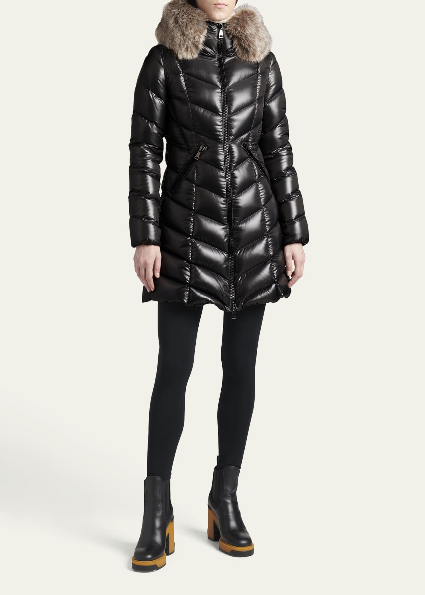 Moncler Fulmarre Faux Fur Long Puffer Coat