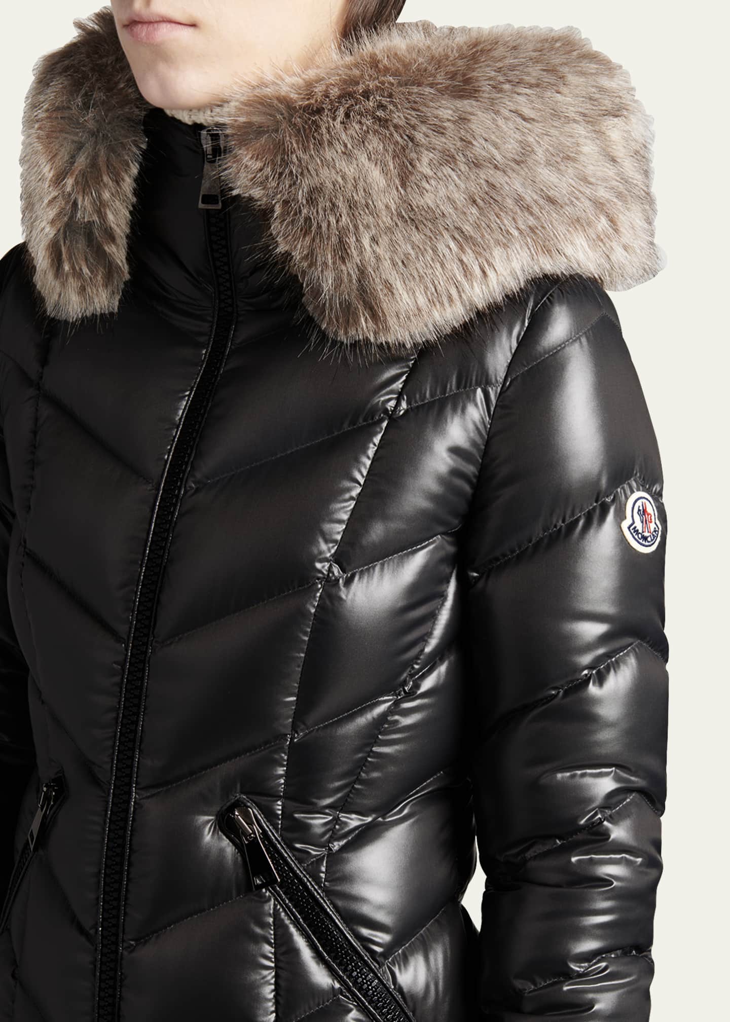 Moncler Fulmarre Faux Fur Long Puffer Coat