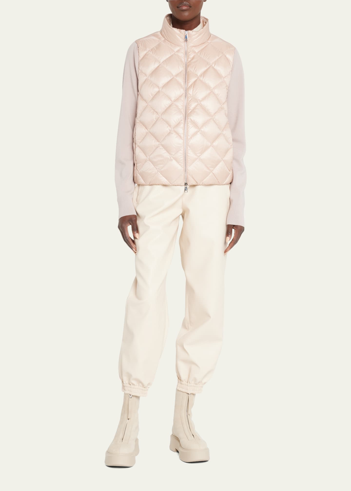 Moncler Mixed Media Cardigan Bergdorf Goodman