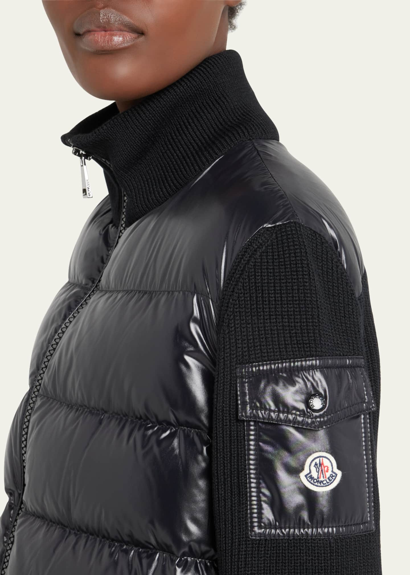 Moncler Puffer Knit Cardigan Bergdorf Goodman