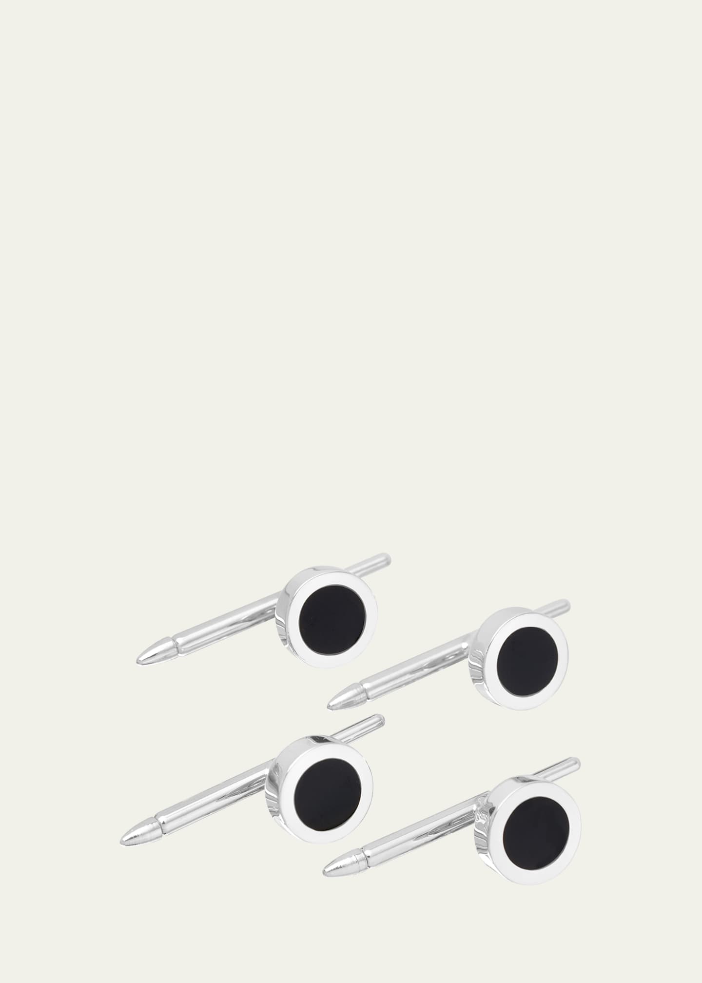 Bergdorf Goodman Men's 18K White Gold Black Onyx Shirt Studs