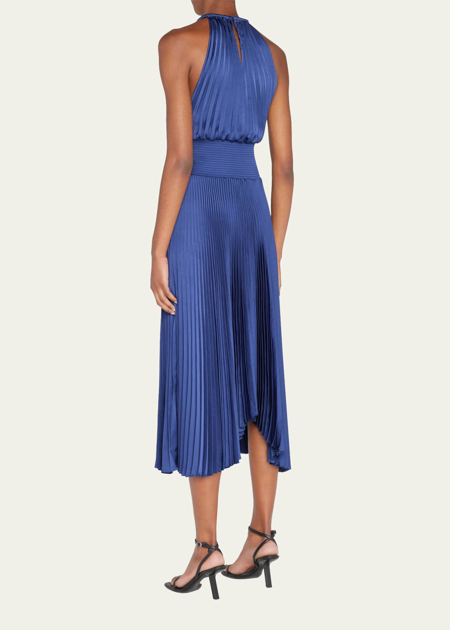 A.L.C. Renzo II Satin Pleated High-Neck Midi Dress - Bergdorf Goodman