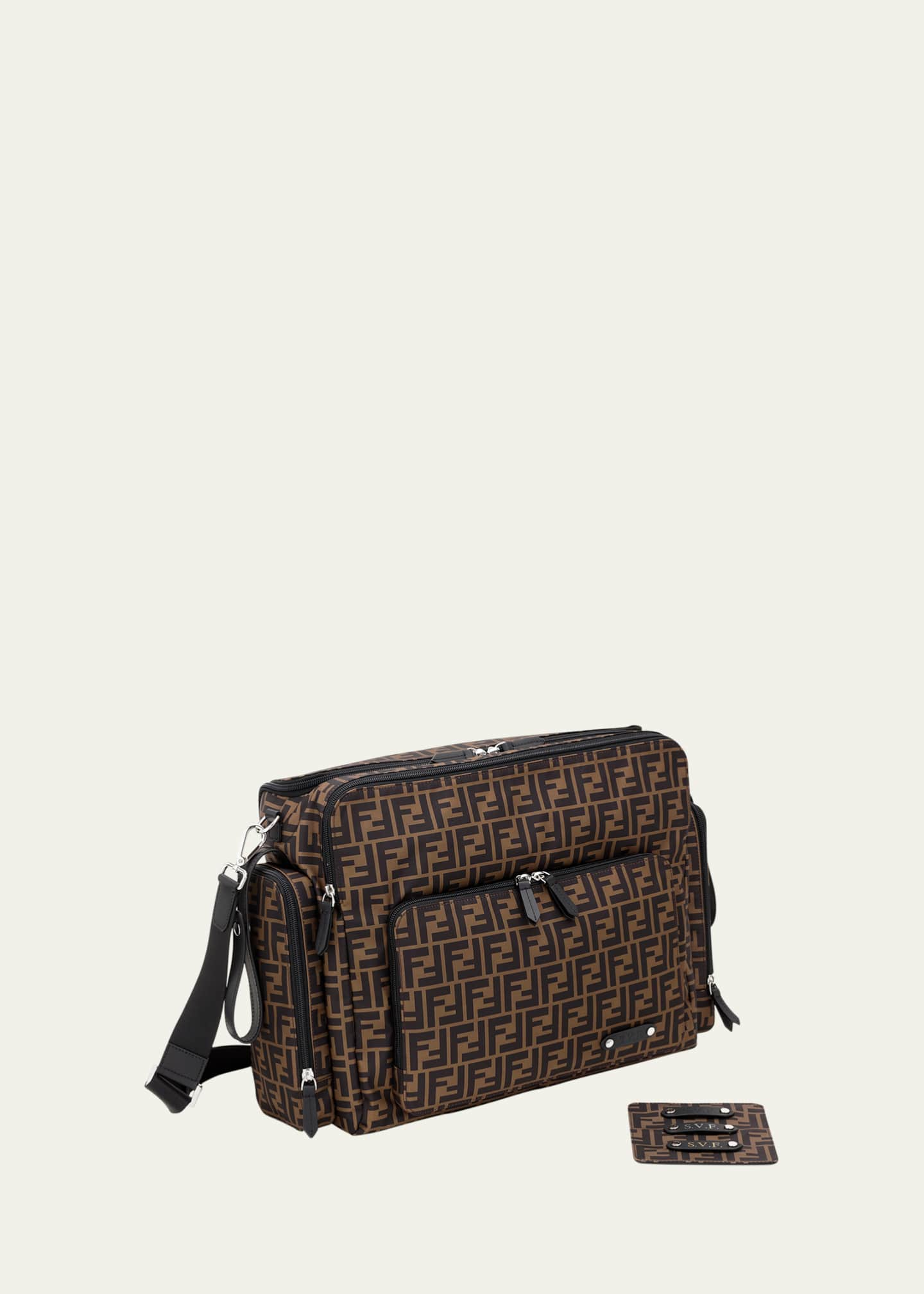 Fendi Leather-Trim Logo Diaper Bag, Brown - Bergdorf Goodman