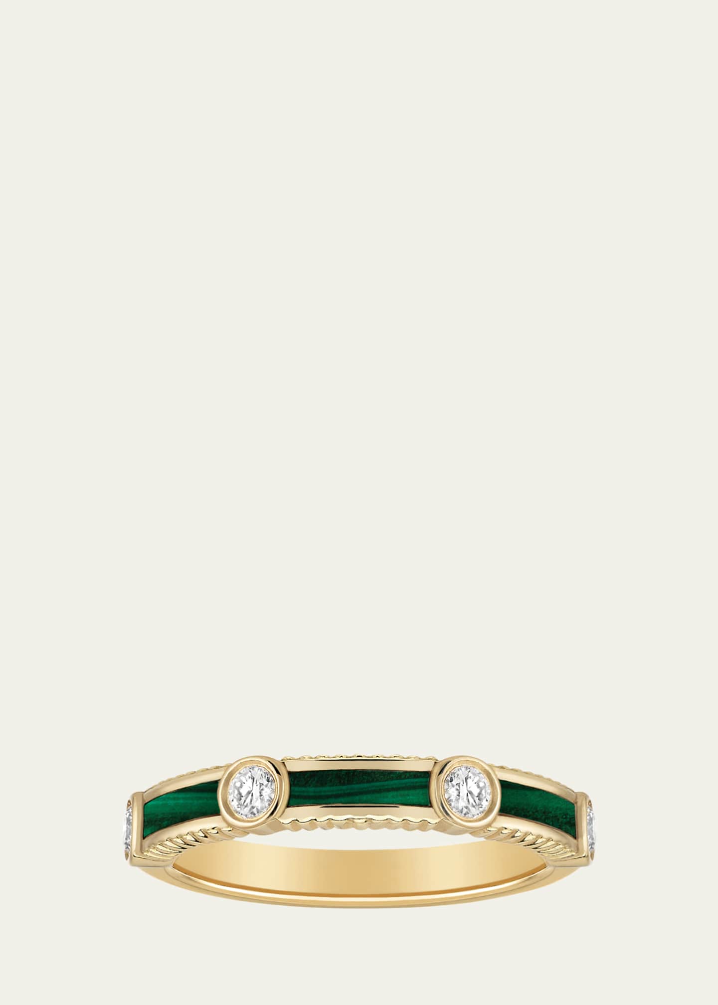 Viltier Rayon Ring in Malachite, Yellow Gold and Diamonds Image 1 of 2