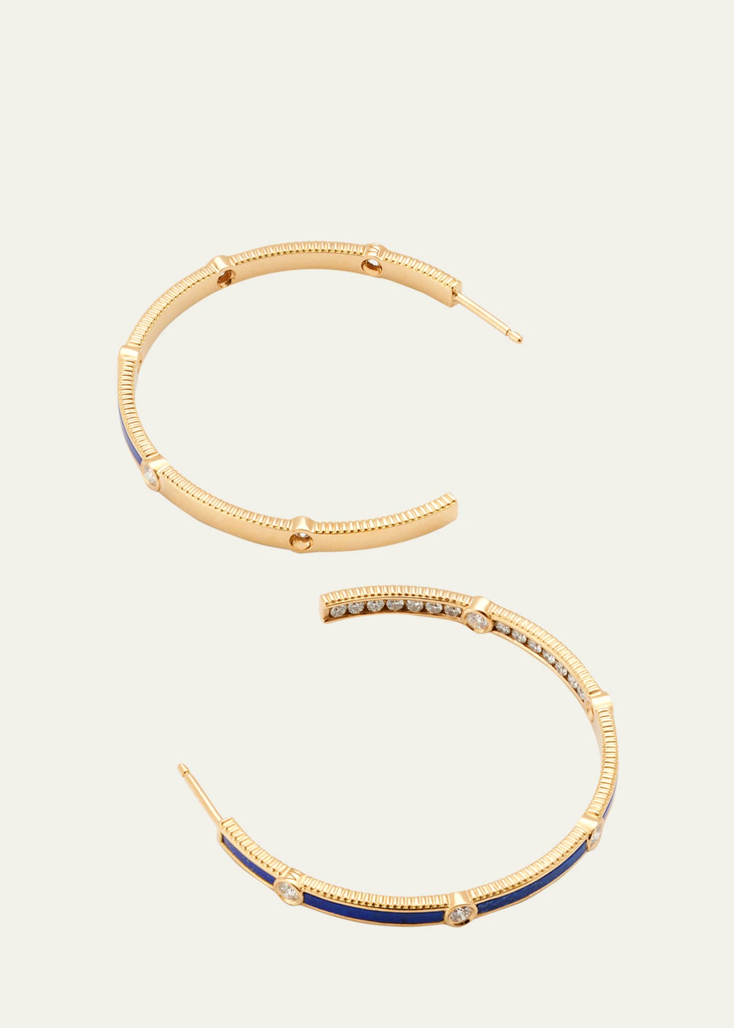 Viltier Rayon Lapis Extra-Large Hoop Earrings in 18K Yellow Gold and Diamonds Image 3 of 4