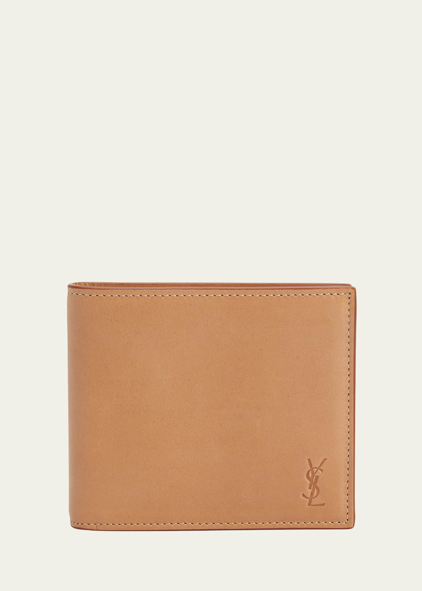East West Leather Wallet in Brown - Saint Laurent