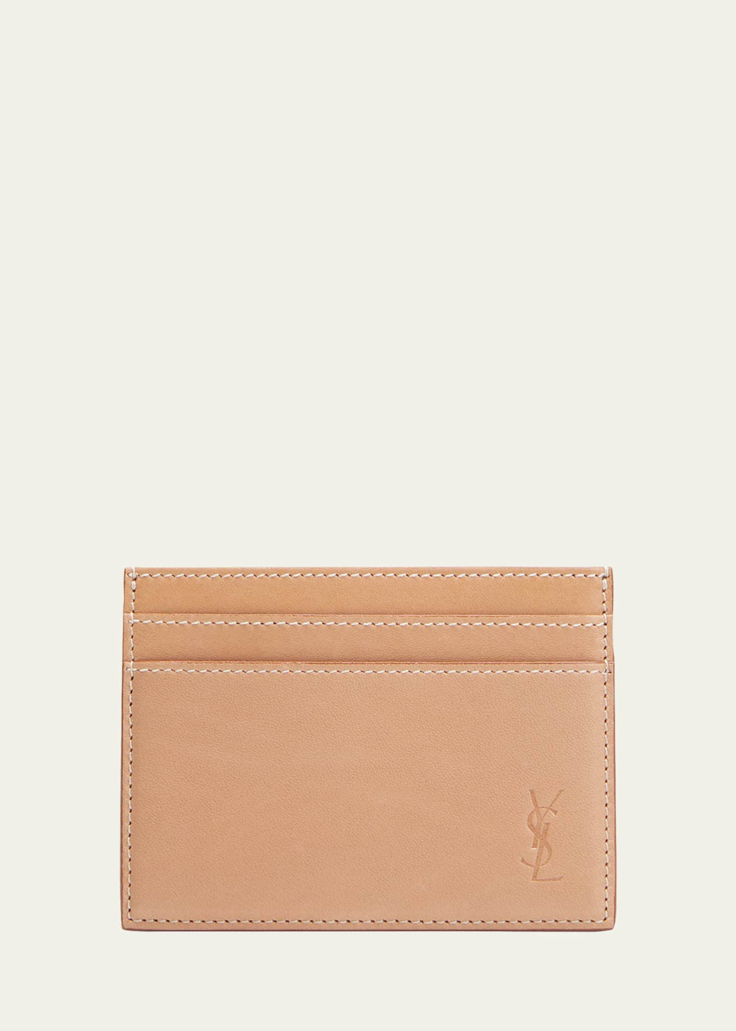 Saint Laurent Cassandre cream leather card holder