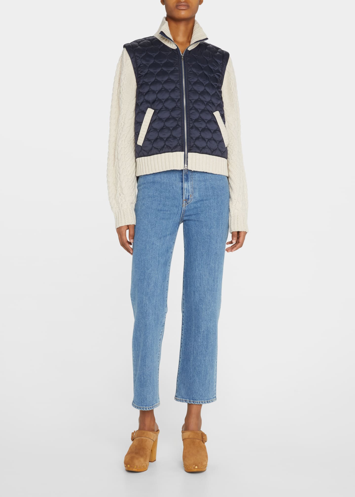 Veronica Beard Patra Mixed-Media Quilted Cable-Knit Jacket - Bergdorf ...