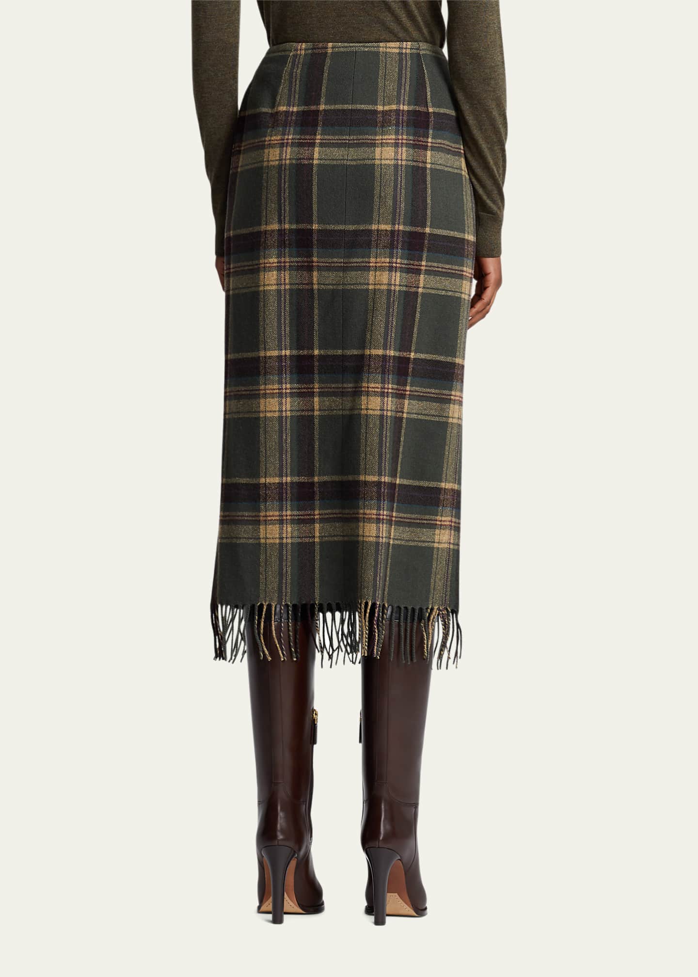 Ralph Lauren Collection Aden Wrap Fringe-Hem Midi Skirt - Bergdorf Goodman
