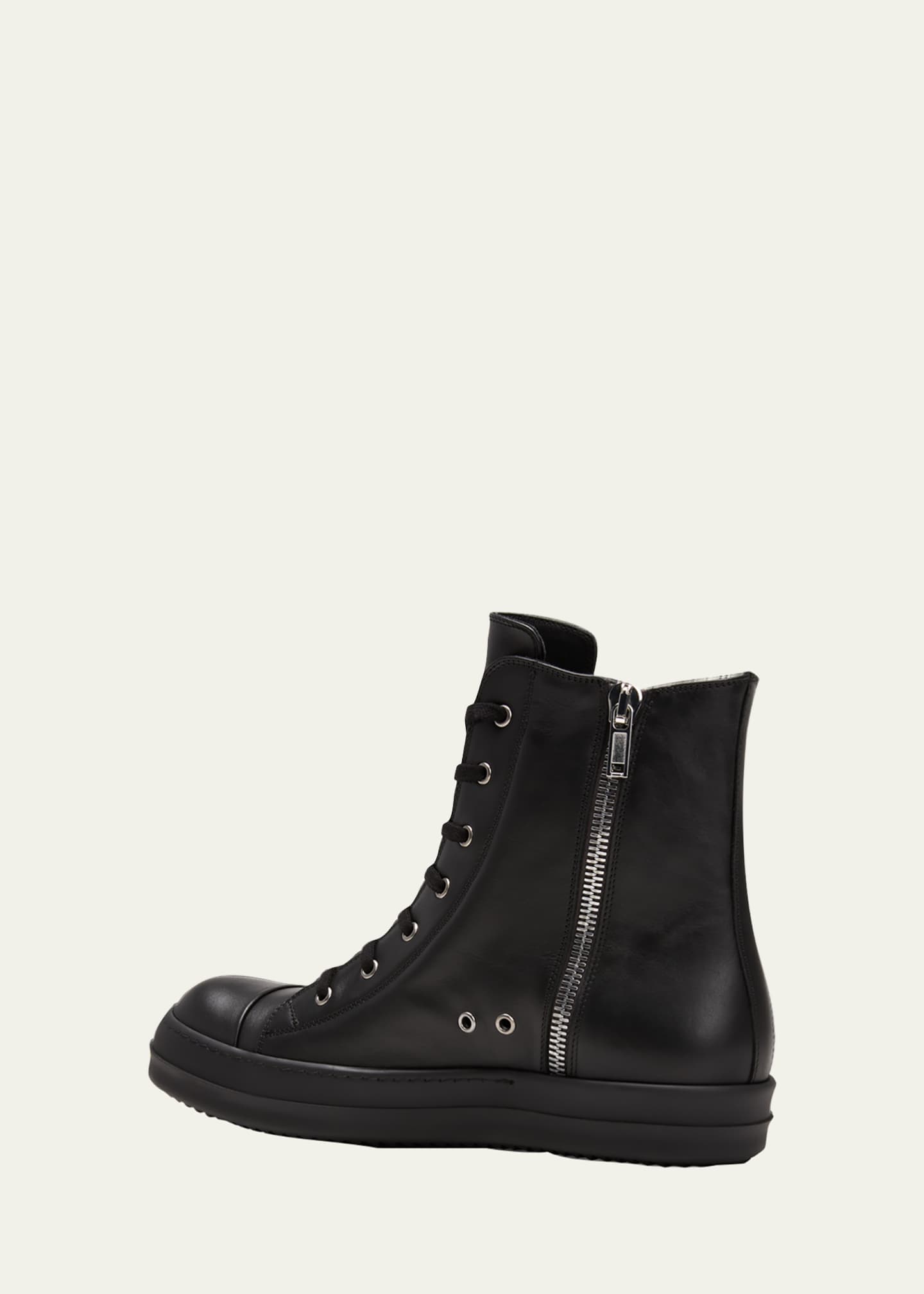 Rick Owens Men's Leather Zip HighTop Sneakers Bergdorf Goodman