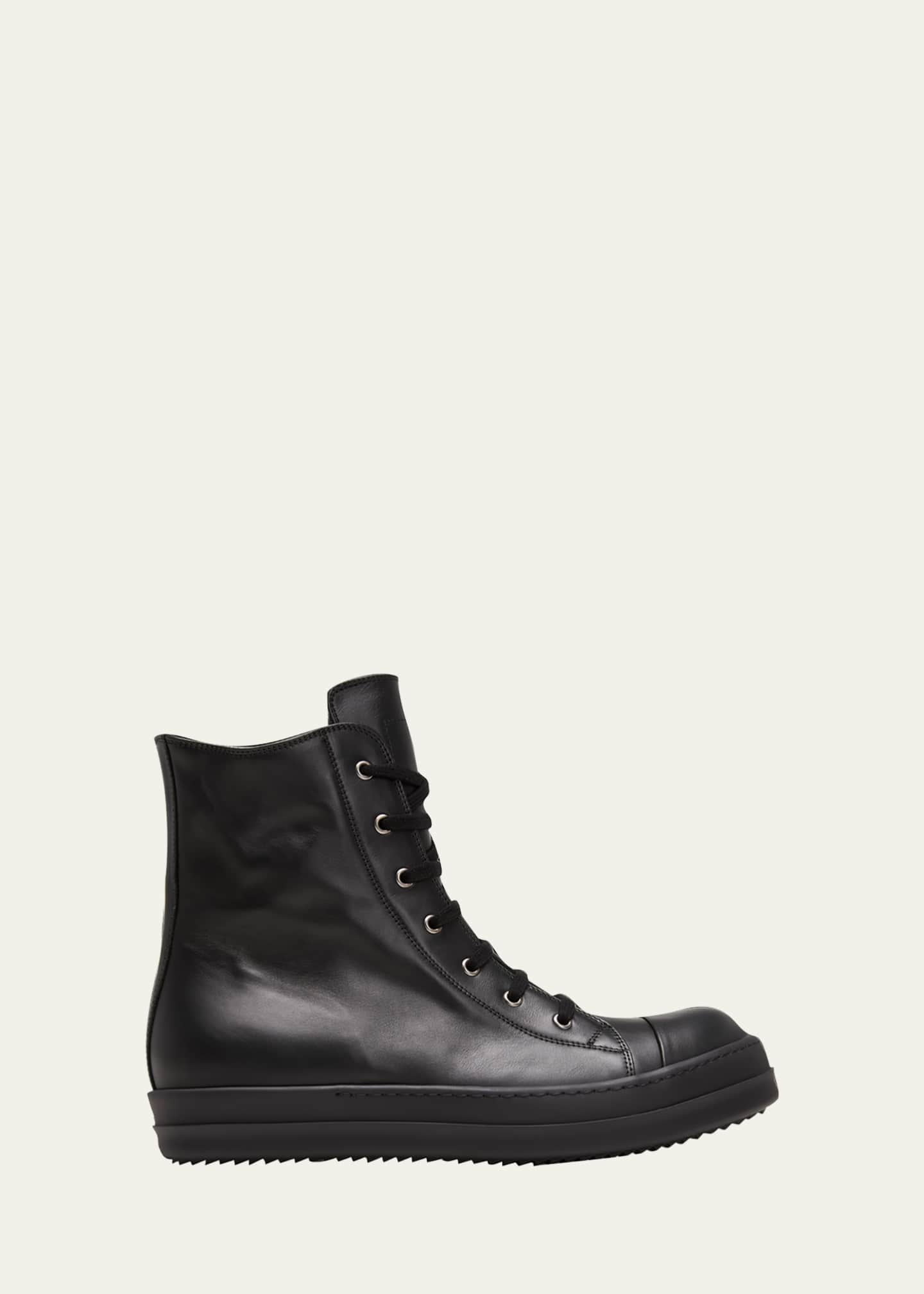 Rick Owens Men's Leather Zip High-Top Sneakers - Bergdorf Goodman