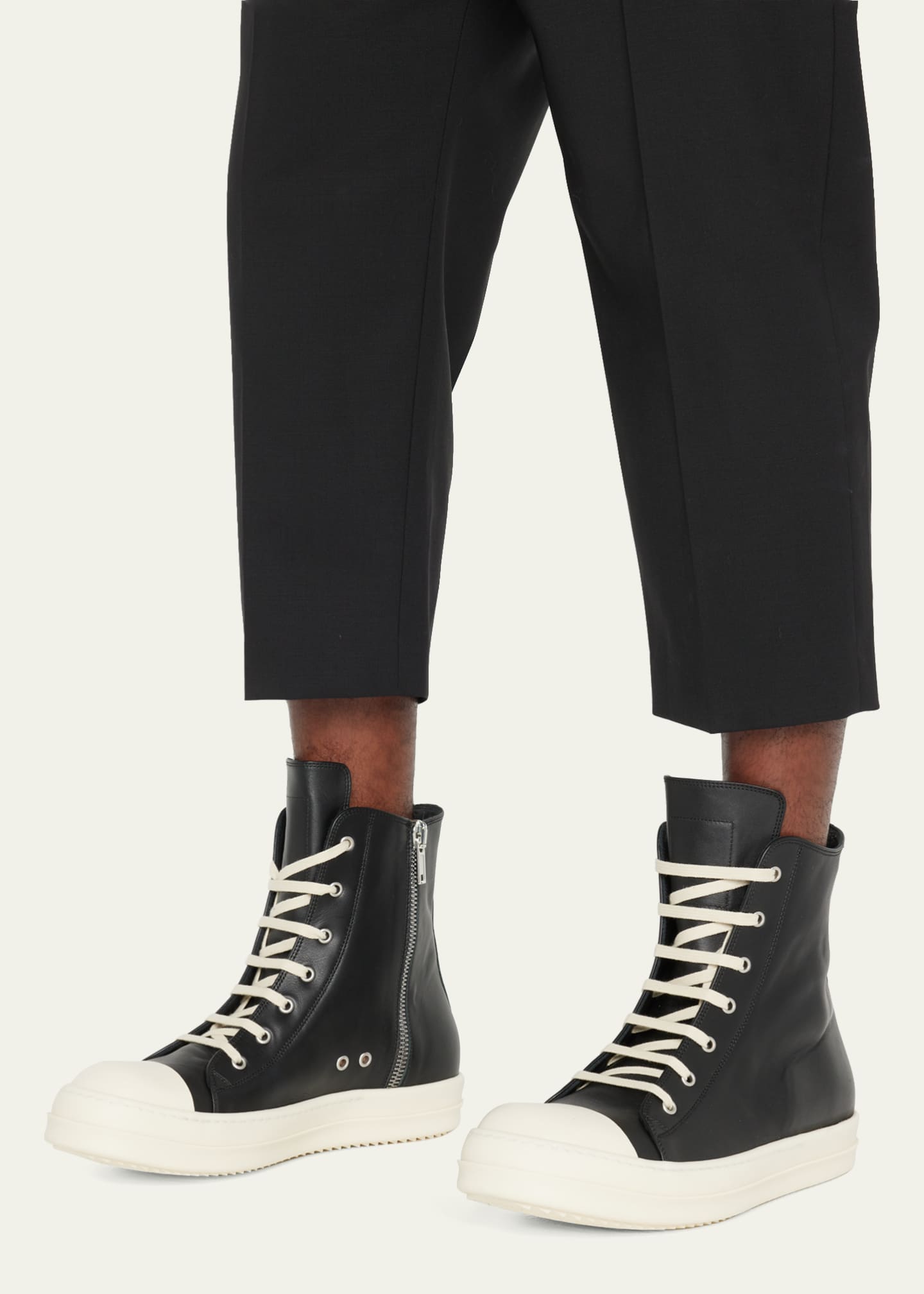 Rick Owens Men's Leather Zip HighTop Sneakers Bergdorf Goodman