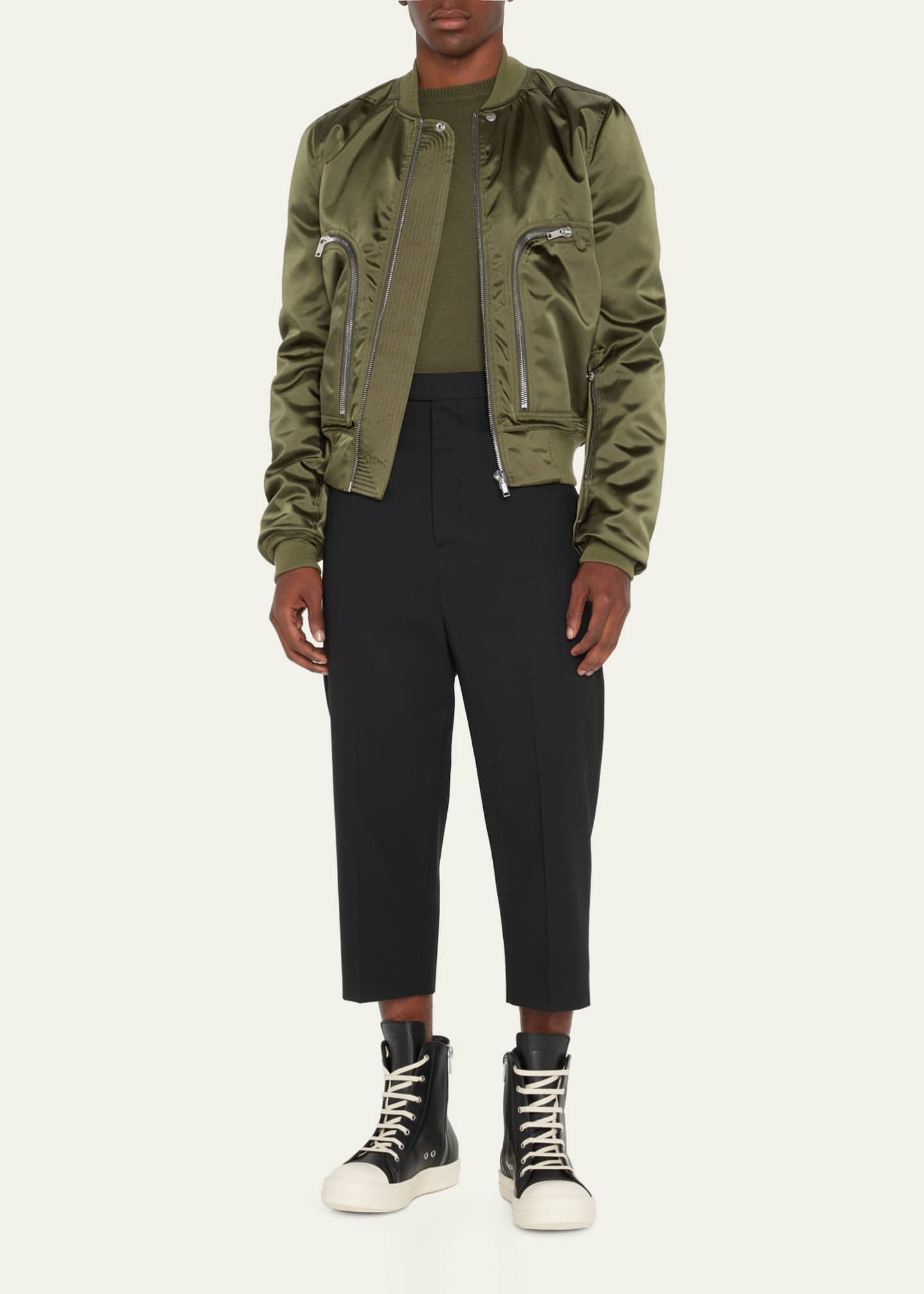 Rick Owens Men's Leather Zip HighTop Sneakers Bergdorf Goodman