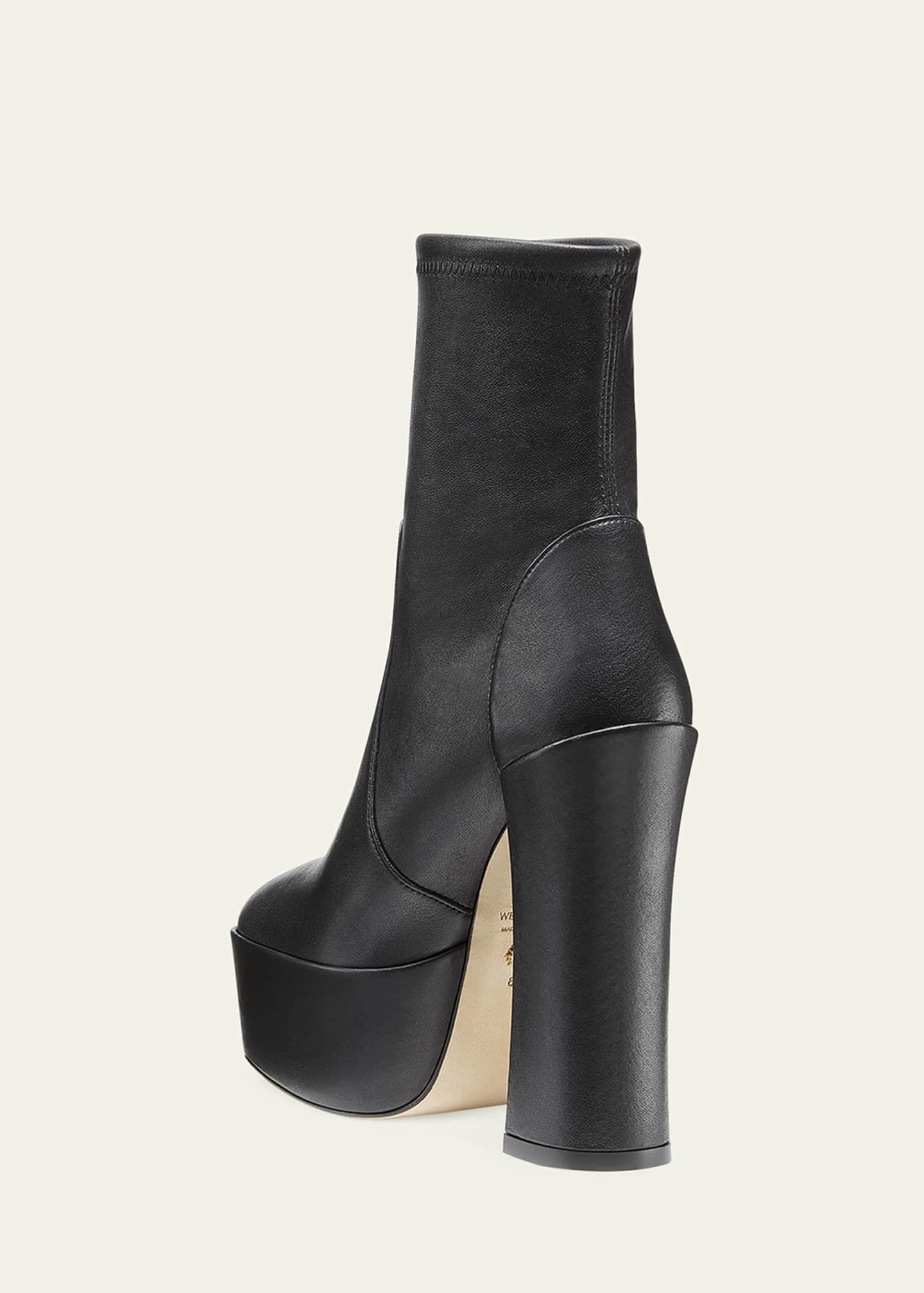 Stuart Weitzman Skyhigh Stretch Leather Platform Booties